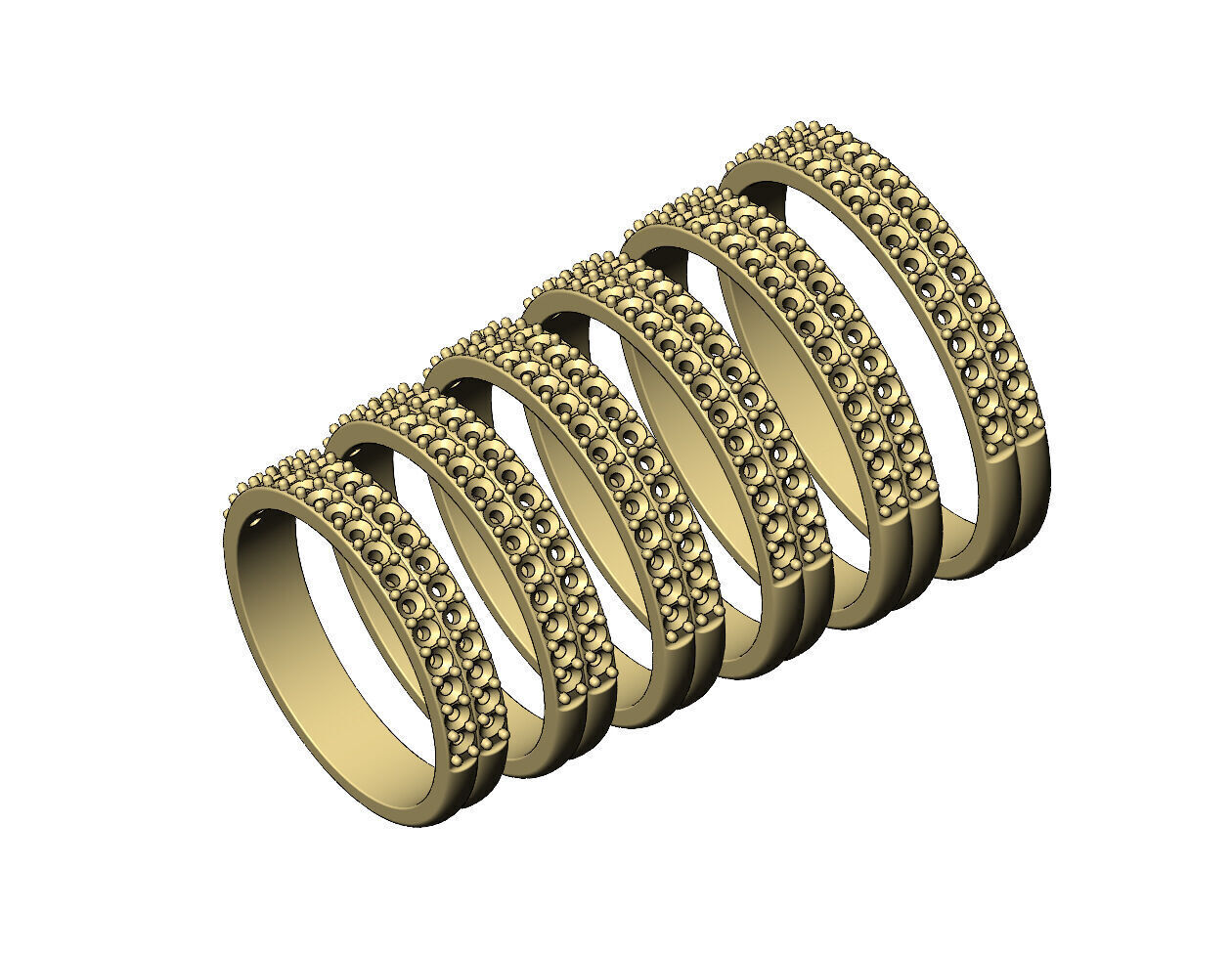Double simple half eternity diamond stacker band US sizes 5to10 3D print model_4