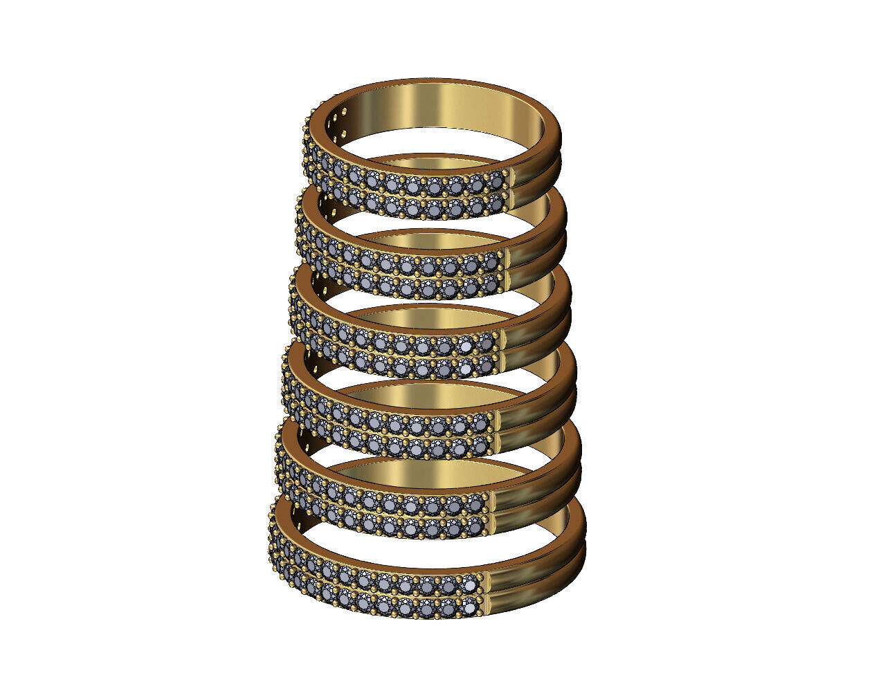 Double simple half eternity diamond stacker band US sizes 5to10 3D print model_1