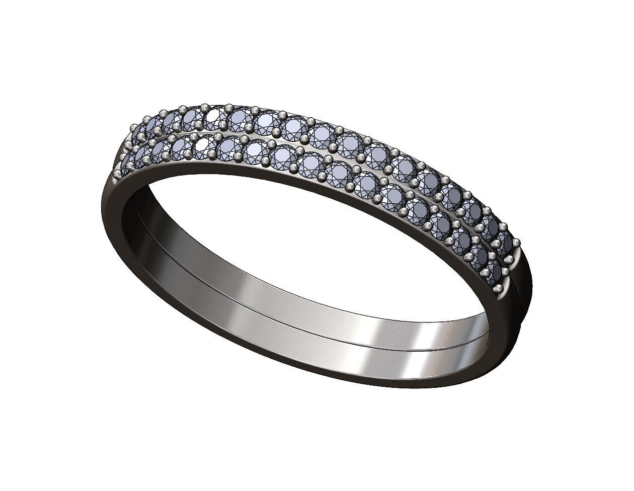 Double simple half eternity diamond stacker band US sizes 5to10 3D print model_9