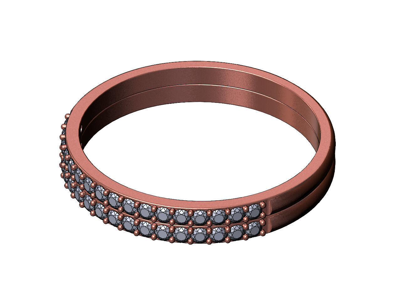 Double simple half eternity diamond stacker band US sizes 5to10 3D print model_8