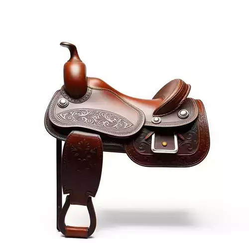 Elegant Western Saddle D Model Pack with Intricate Details Low-poly 3D model