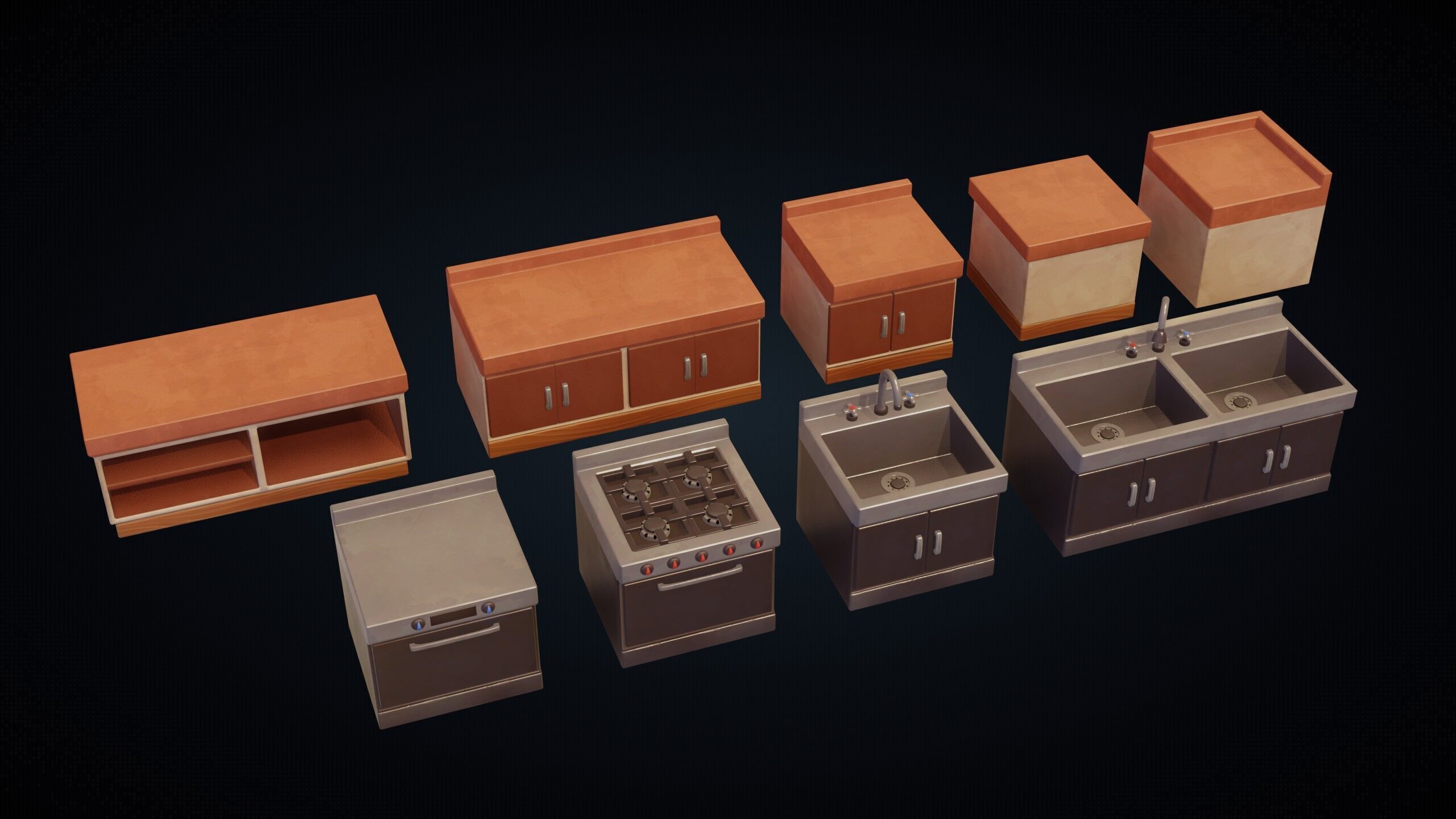 Stylized Kitchen Pack - Game-Ready 3D Assets Low-poly 3D model_13