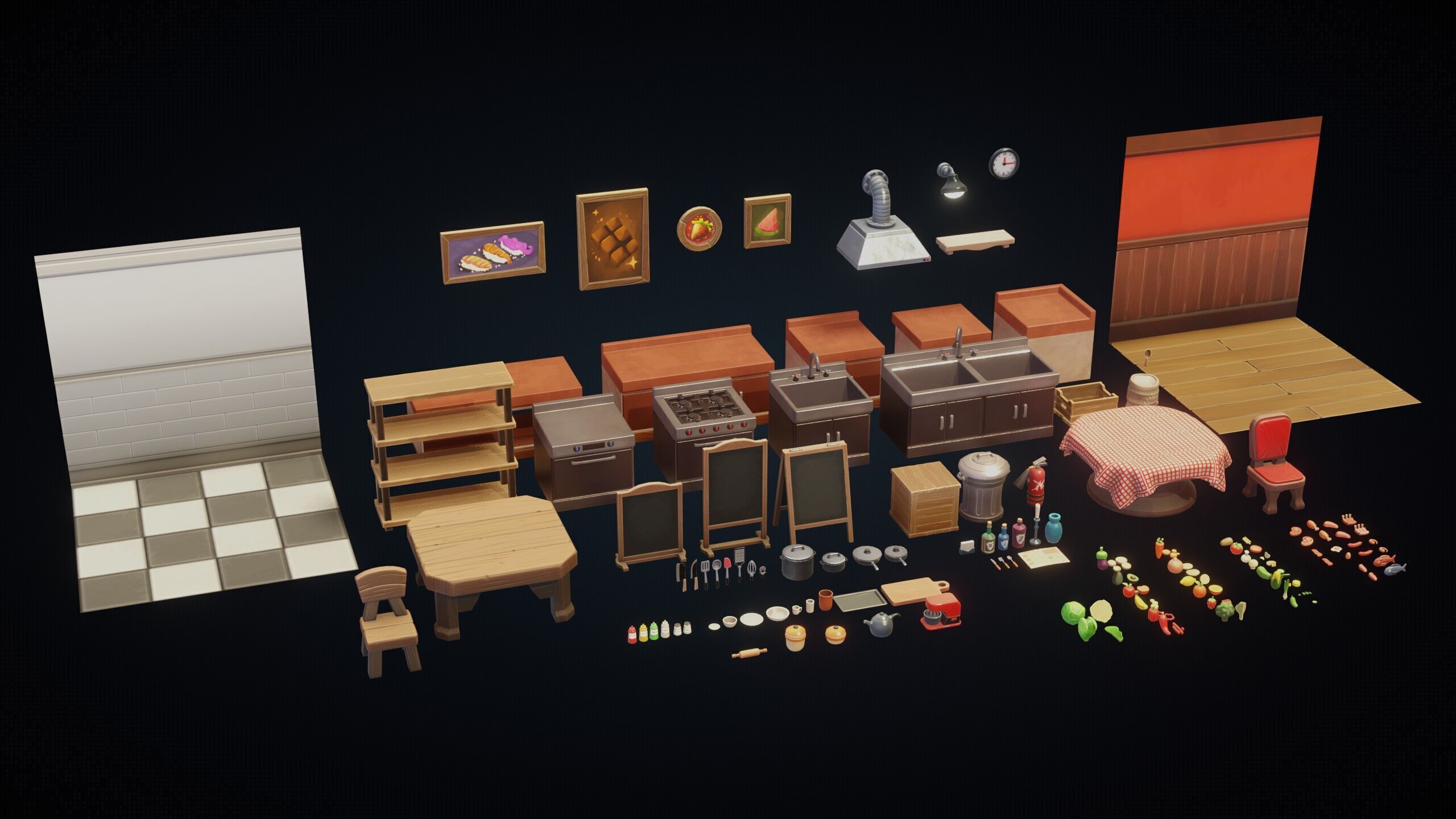 Stylized Kitchen Pack - Game-Ready 3D Assets Low-poly 3D model_1