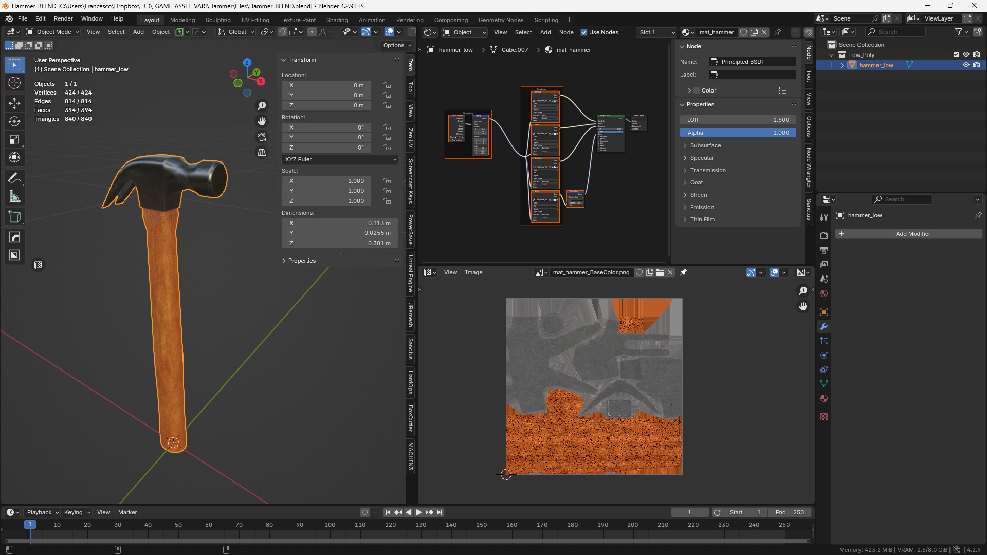 Hammer 3D Model Low-poly 3D model_7