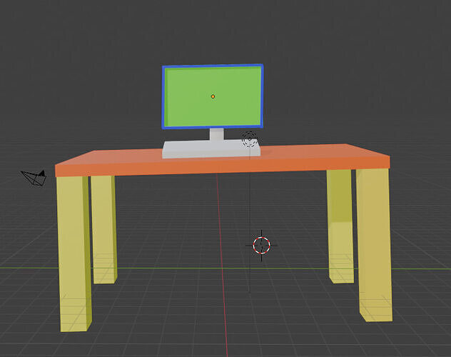 Low - poly table with monitor Low-poly 3D model