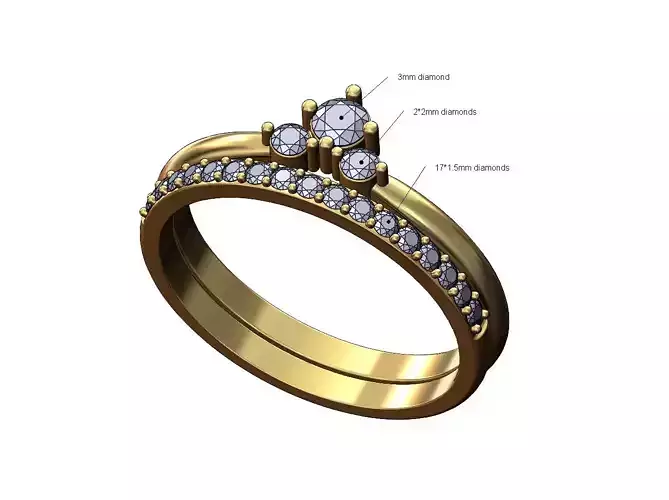 Crown diamond guard wedding engagement ring US size 7