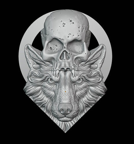 Wolf skull pendant 3D print model