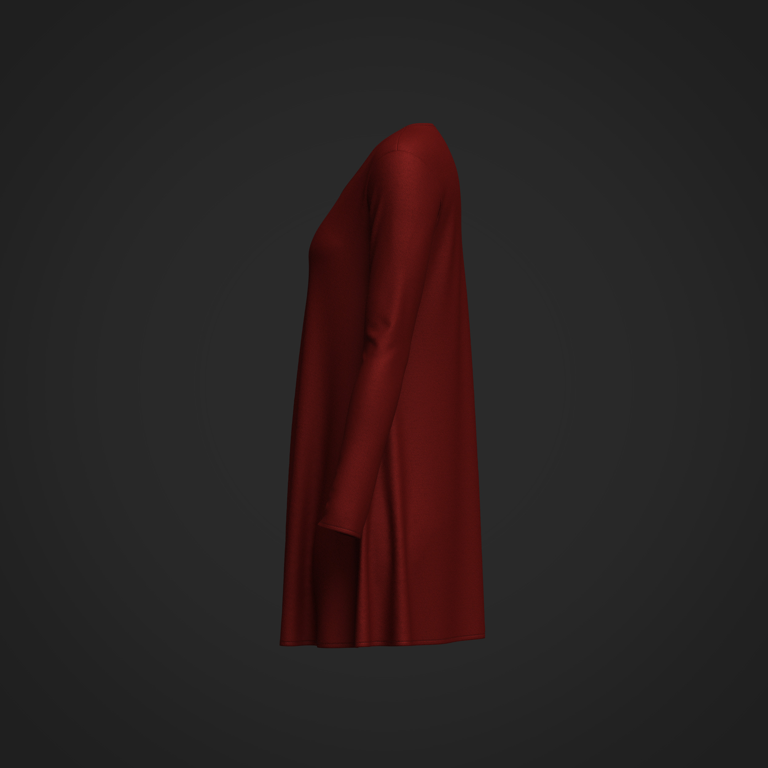 Female Neck Long Sleeve Dress 3D model_10