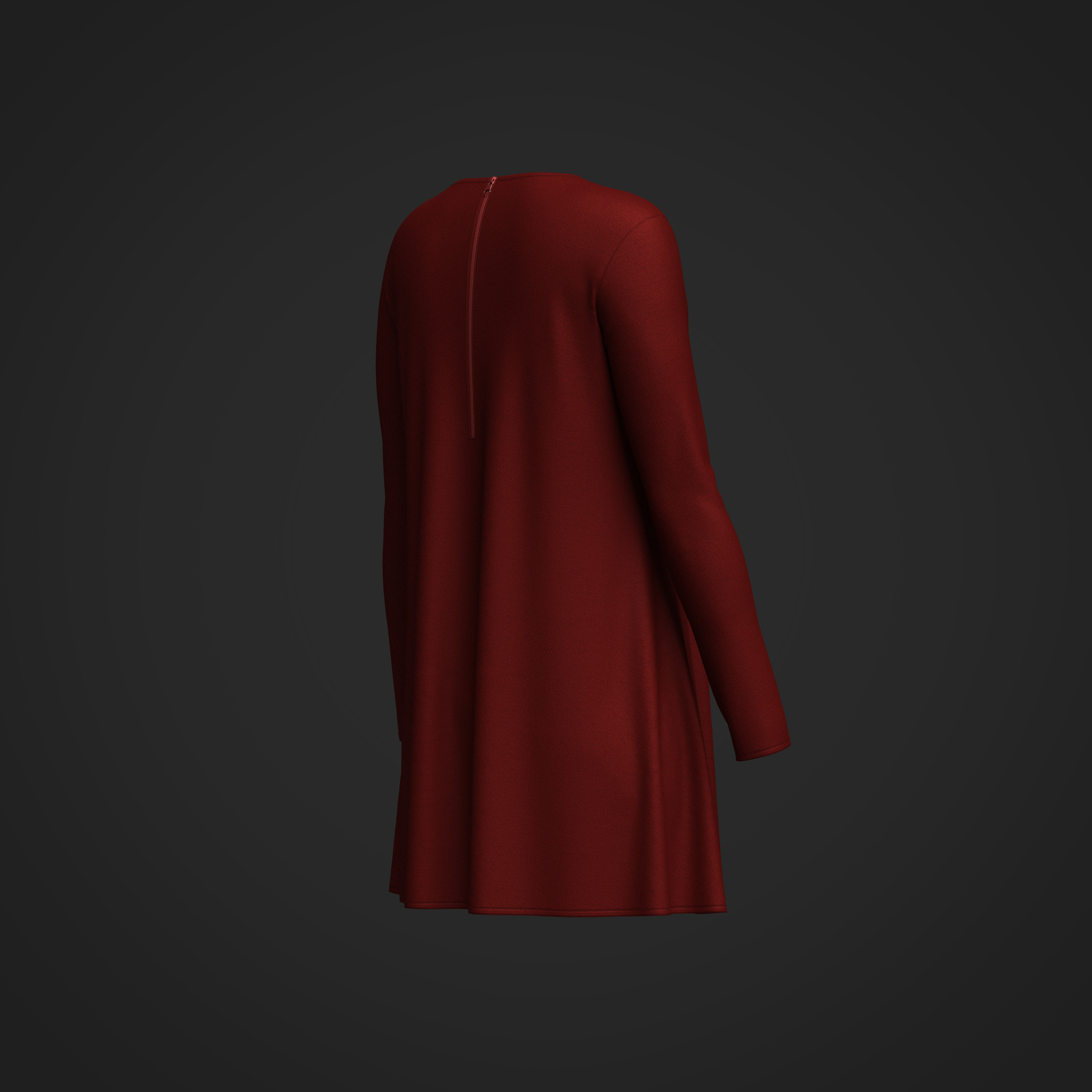 Female Neck Long Sleeve Dress 3D model_7