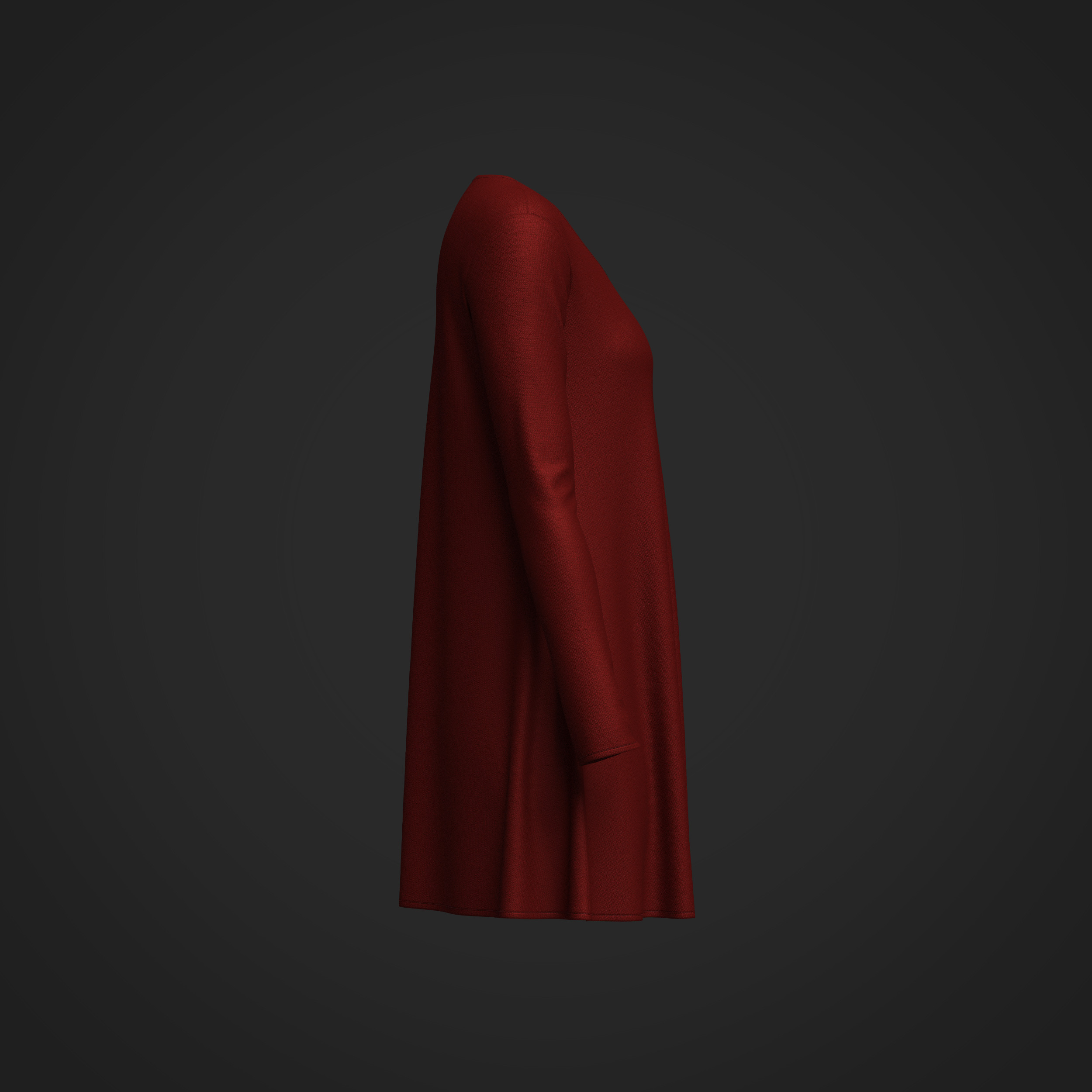 Female Neck Long Sleeve Dress 3D model_6