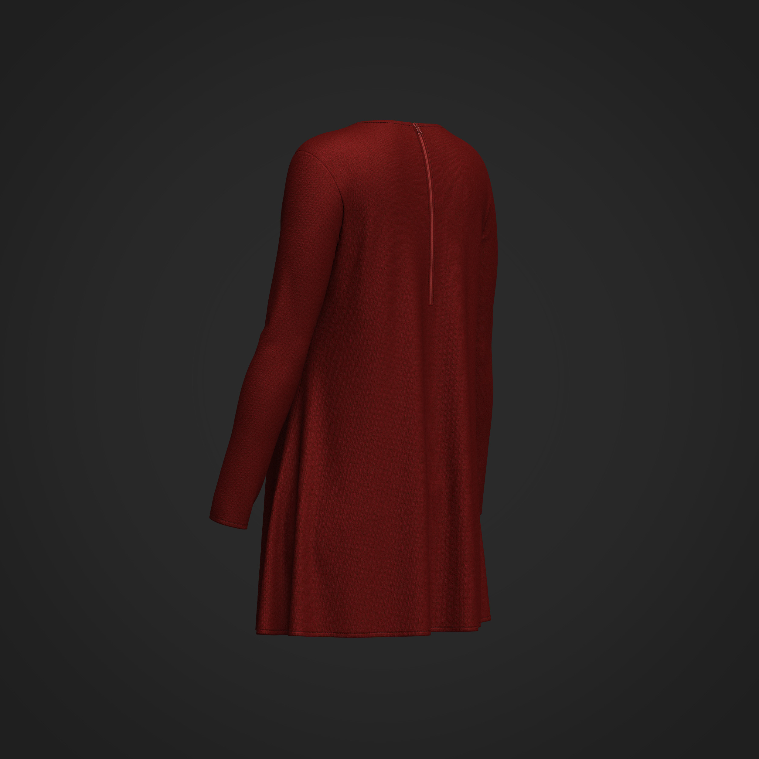 Female Neck Long Sleeve Dress 3D model_9
