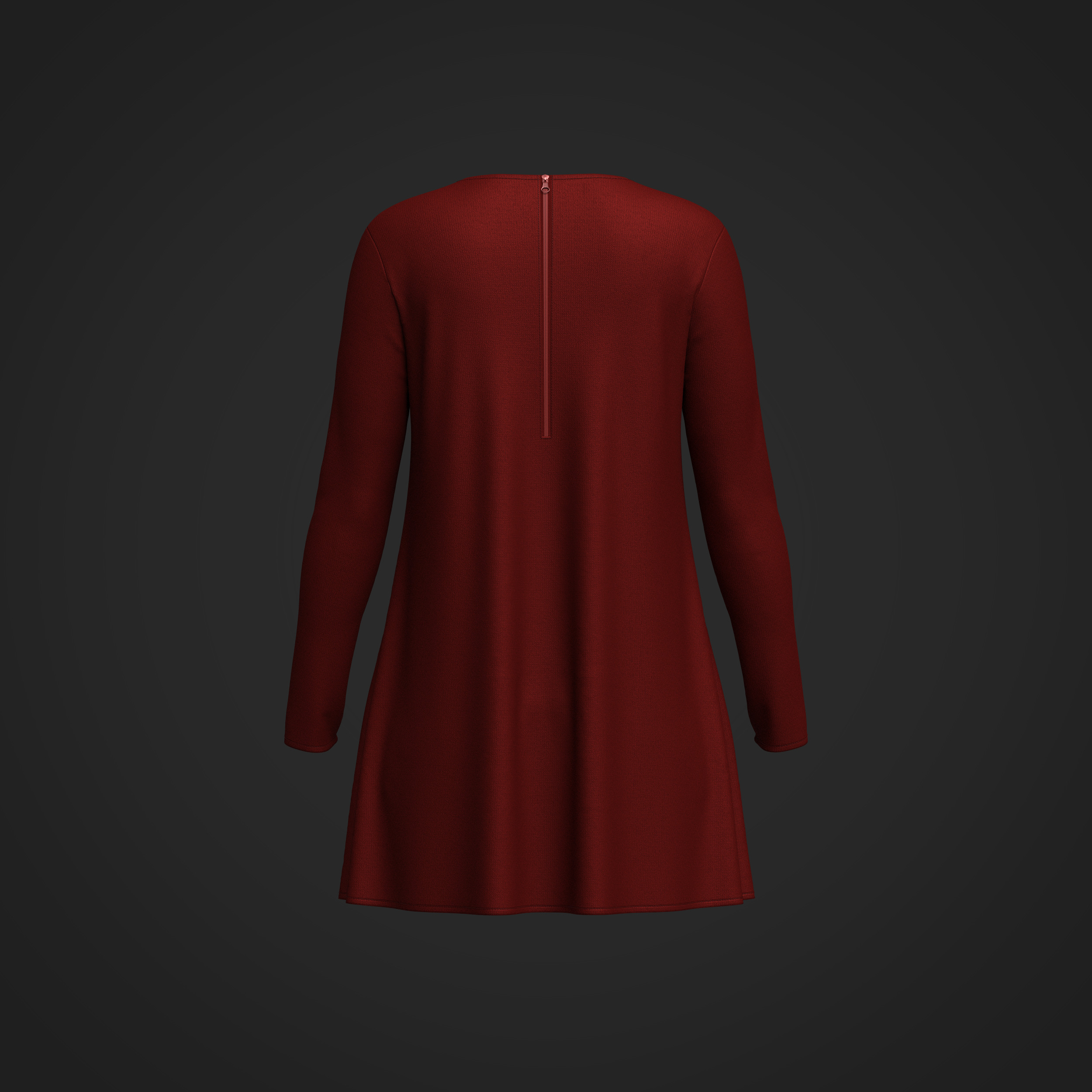 Female Neck Long Sleeve Dress 3D model_8