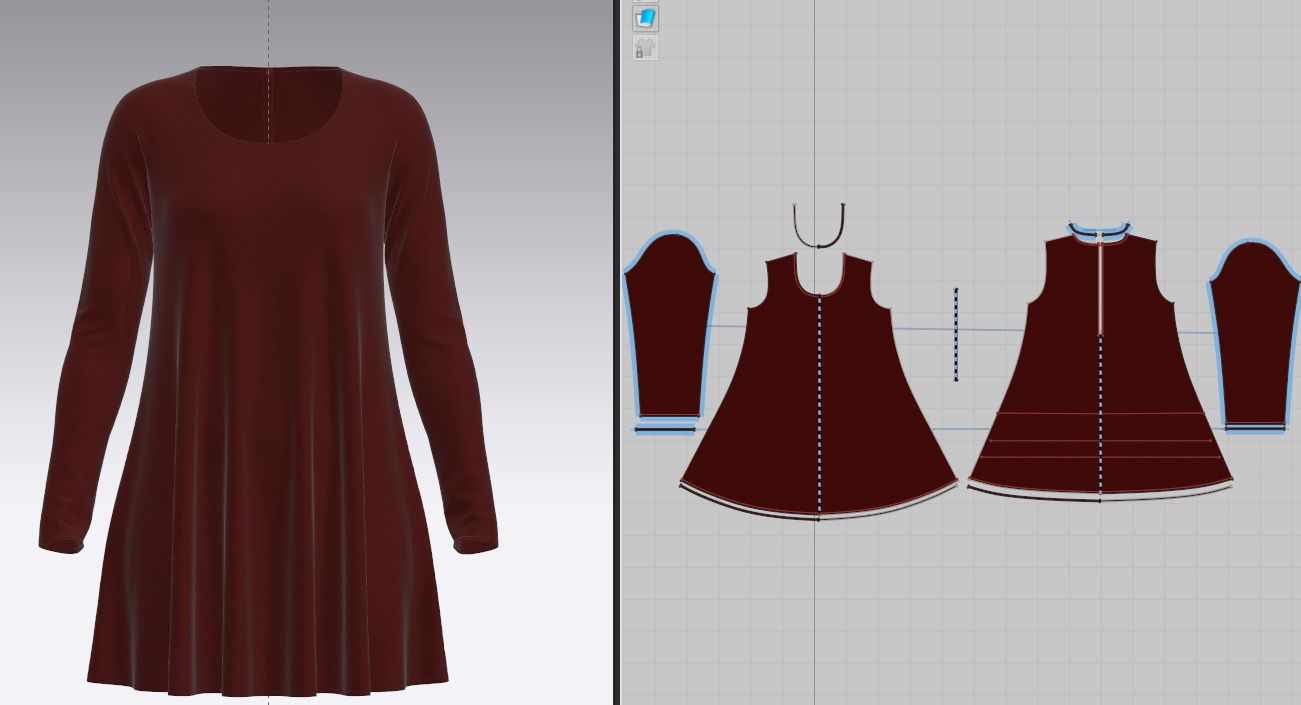 Female Neck Long Sleeve Dress 3D model_1