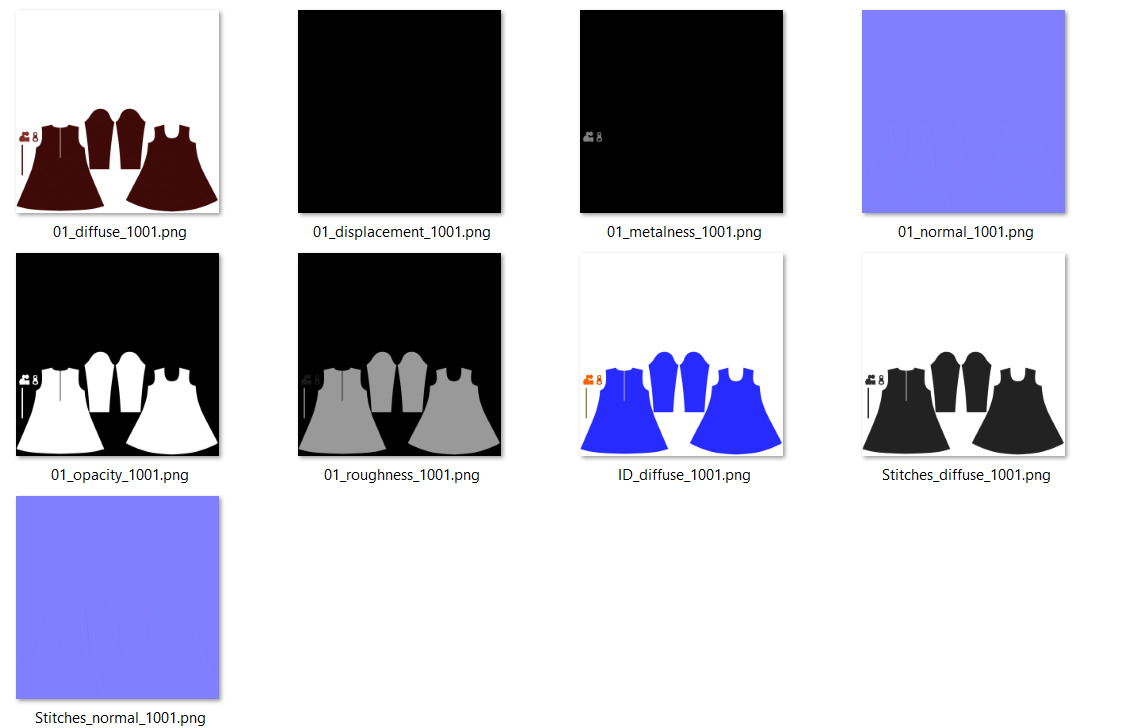 Female Neck Long Sleeve Dress 3D model_2