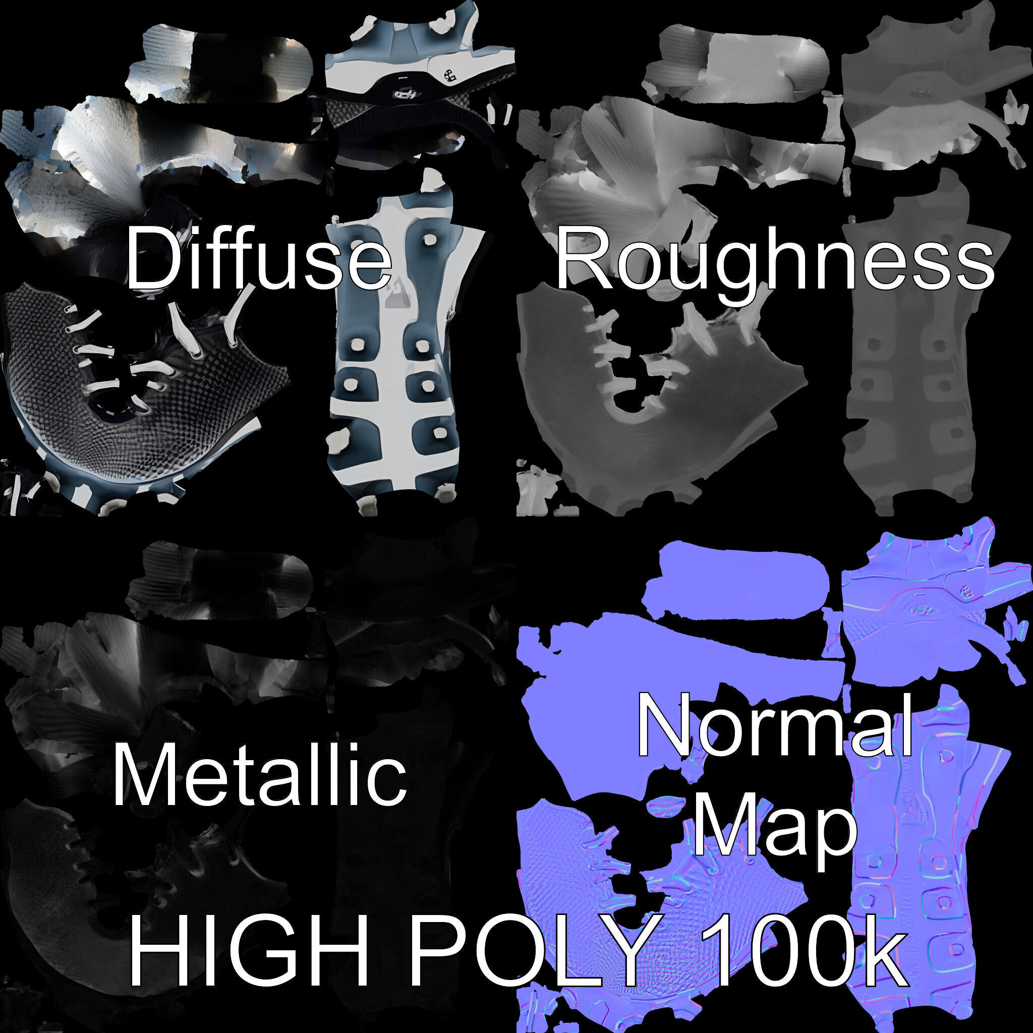 Soccer Cleat Model Pack with Detailed Textures Low-poly 3D model_2