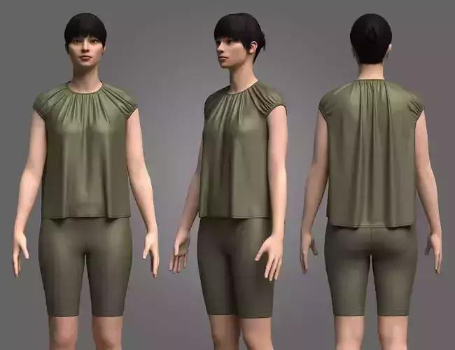 Female Volume Blouse And Legging