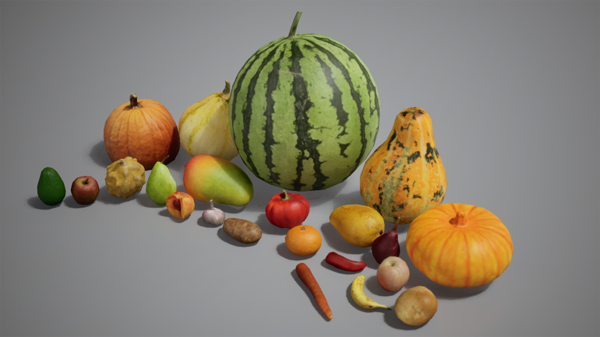 Fruits Vegetables Low-poly 3D model_2