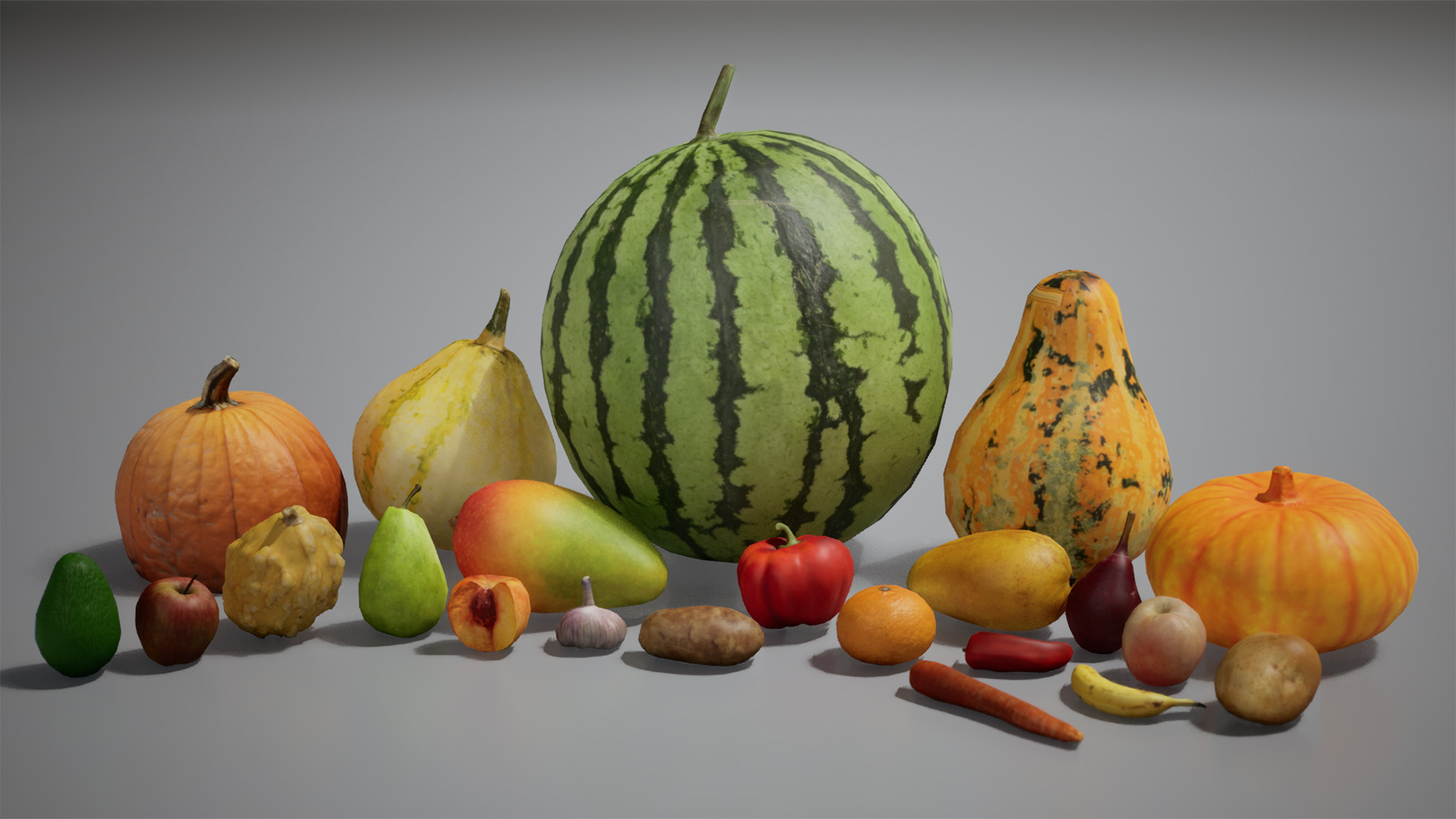 Fruits Vegetables Low-poly 3D model_1