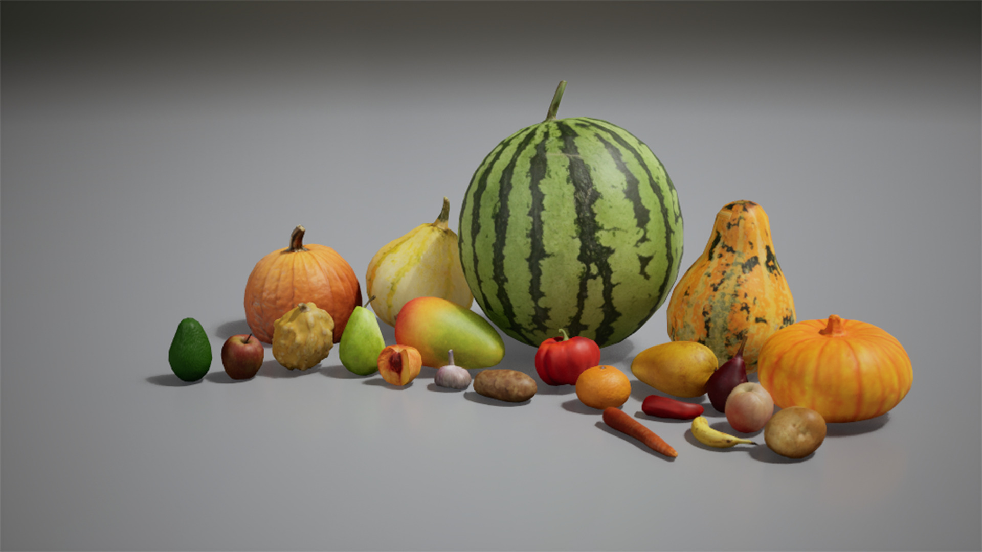 Fruits Vegetables Low-poly 3D model_3