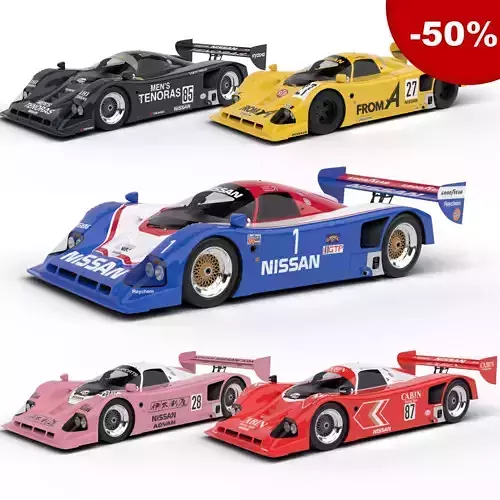 Pack Nissan R90CK Racing 1990 HQ interior 3D Model Collection
