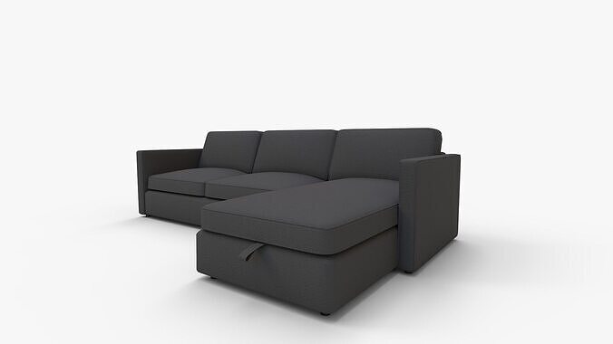 Harris Right Multi Seat Sleeper Sectional Storage Chaise Low-poly 3D model 7