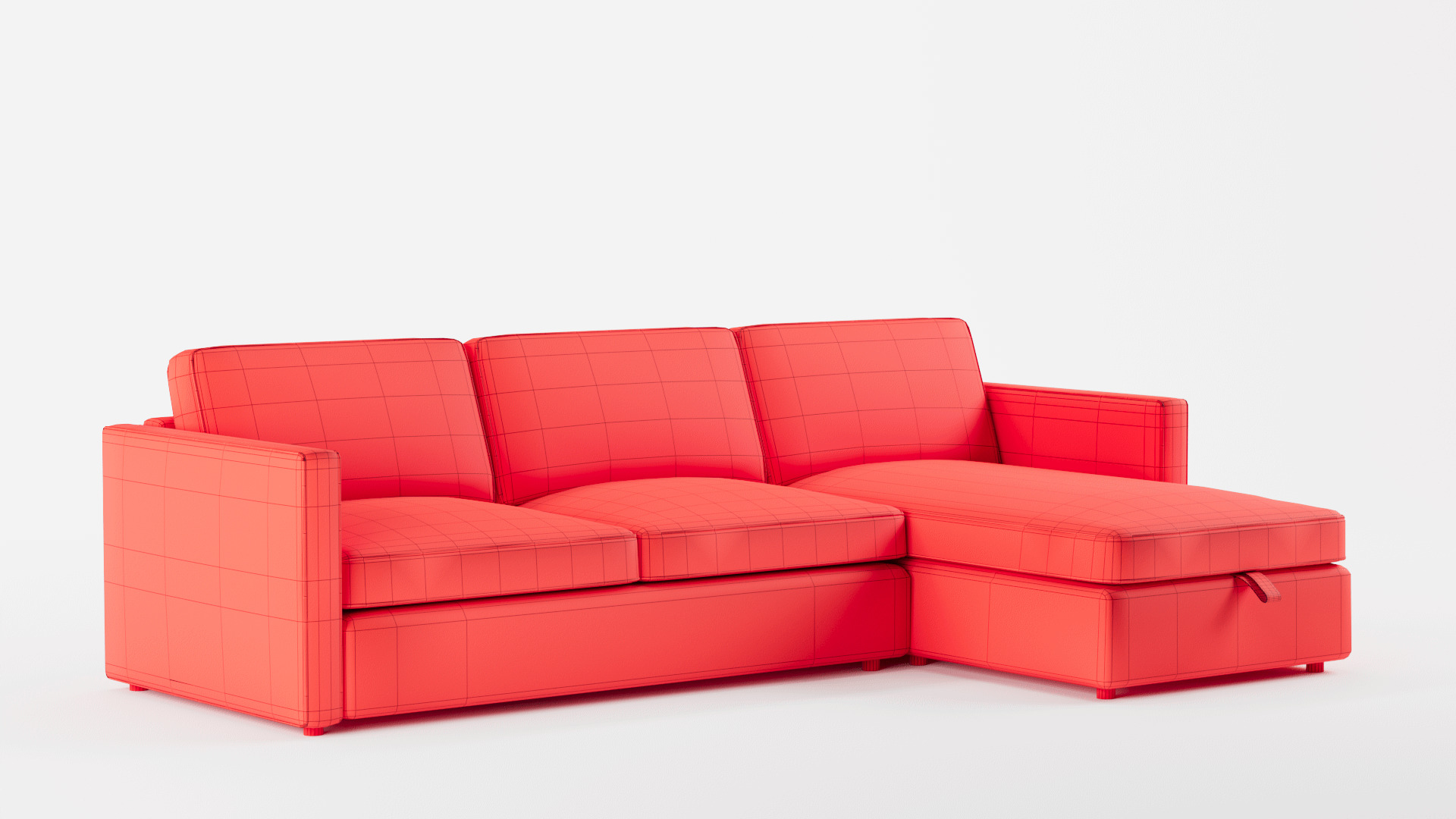 Harris Right Multi Seat Sleeper Sectional Storage Chaise Low-poly 3D model_12