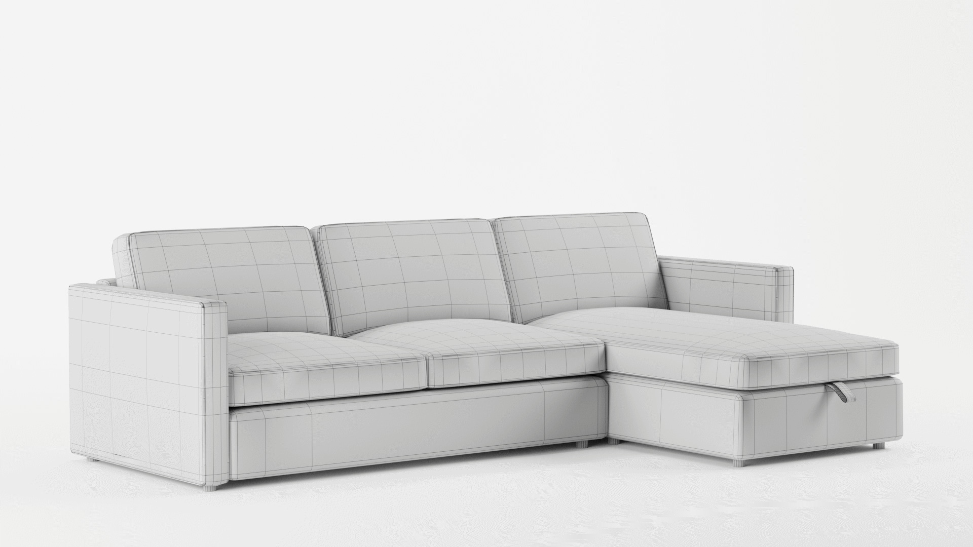 Harris Right Multi Seat Sleeper Sectional Storage Chaise Low-poly 3D model_11