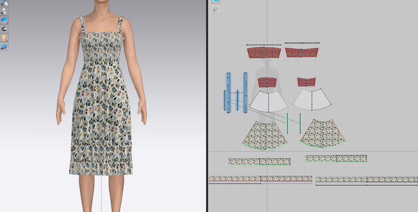 Female Smocked Dress 3D model_1