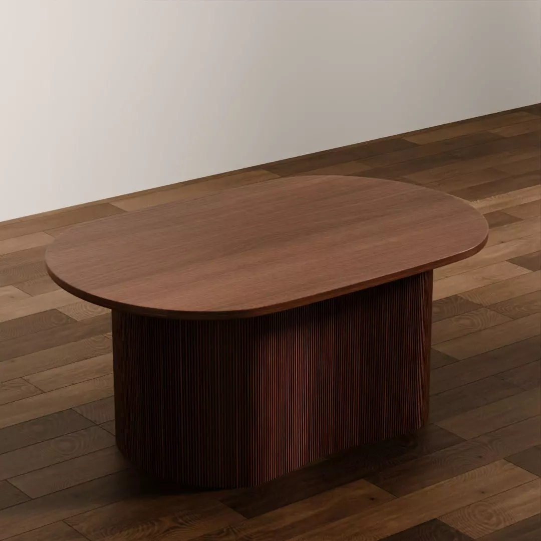 Modern Oval Wood Coffee Table Low-poly 3D model