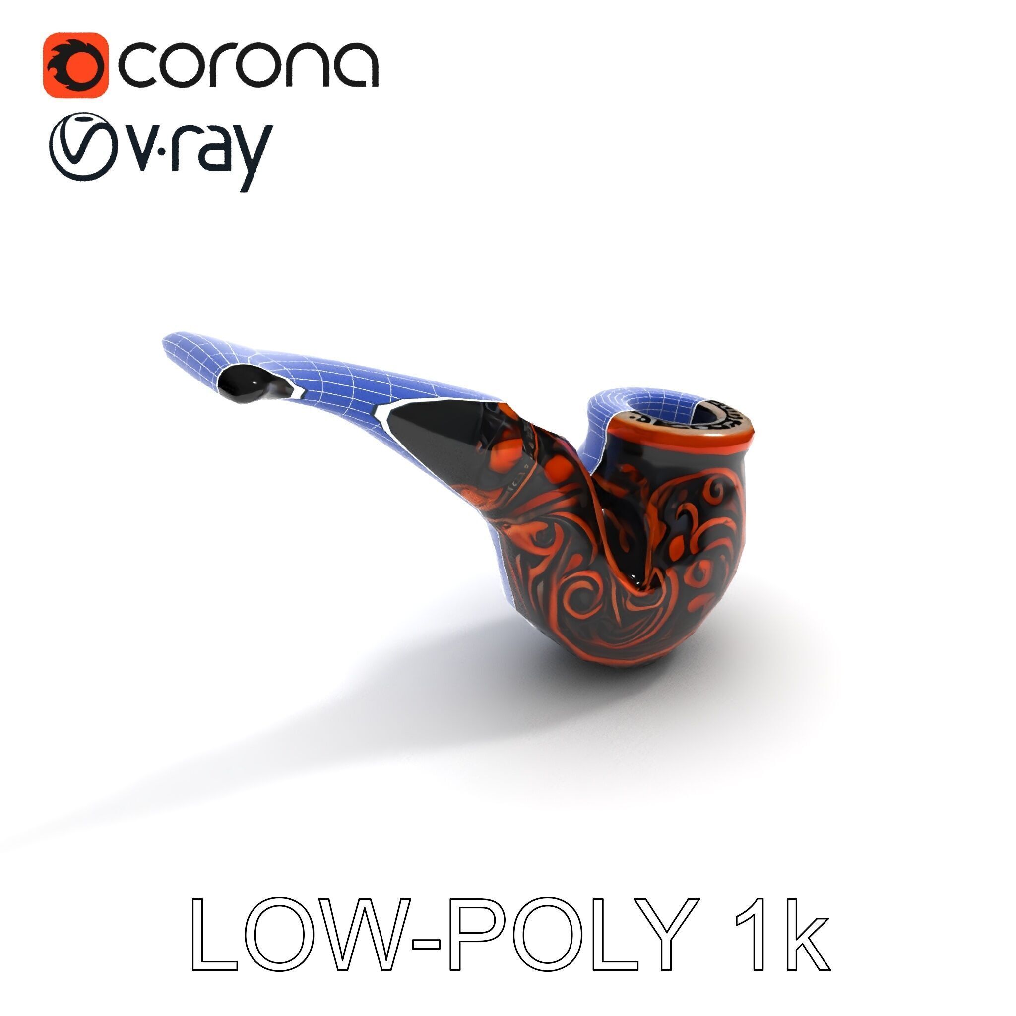 Ornate Tobacco Pipe Model Pack Low-poly 3D model_14