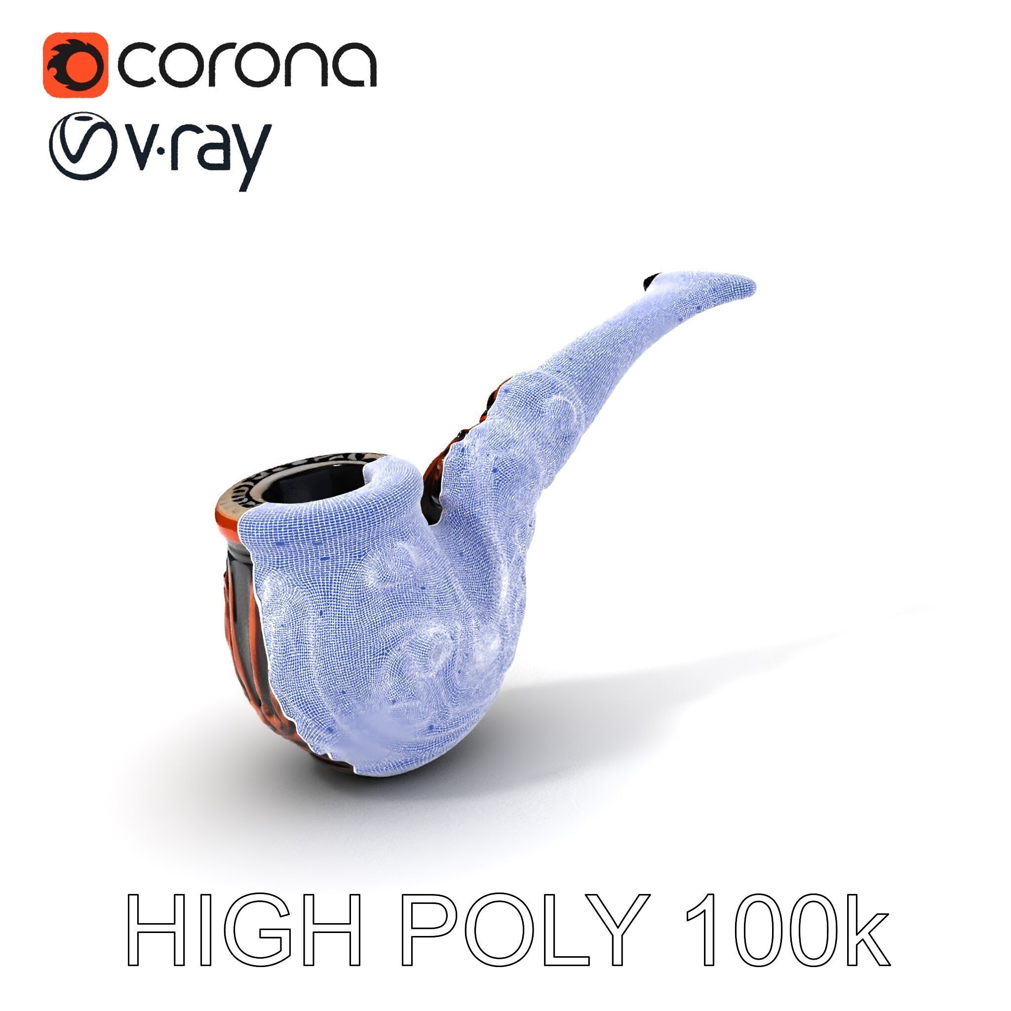 Ornate Tobacco Pipe Model Pack Low-poly 3D model_4
