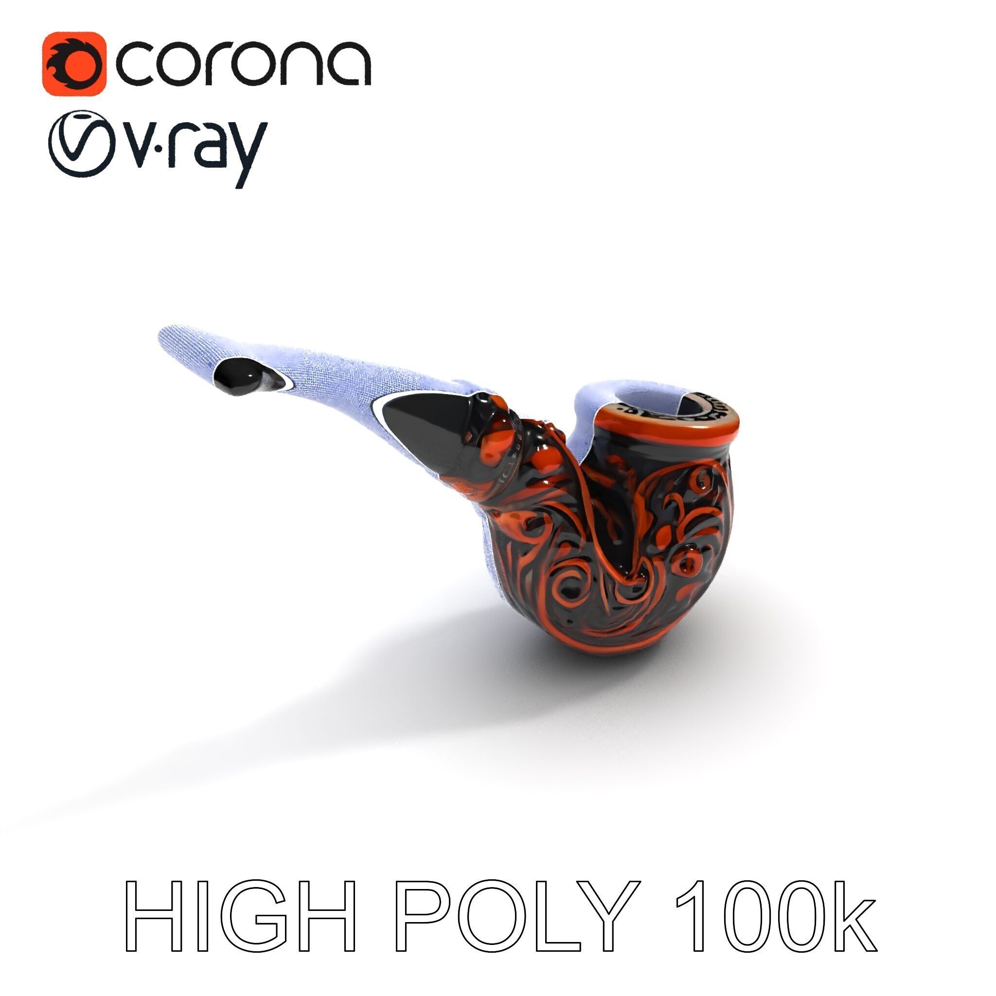 Ornate Tobacco Pipe Model Pack Low-poly 3D model_18