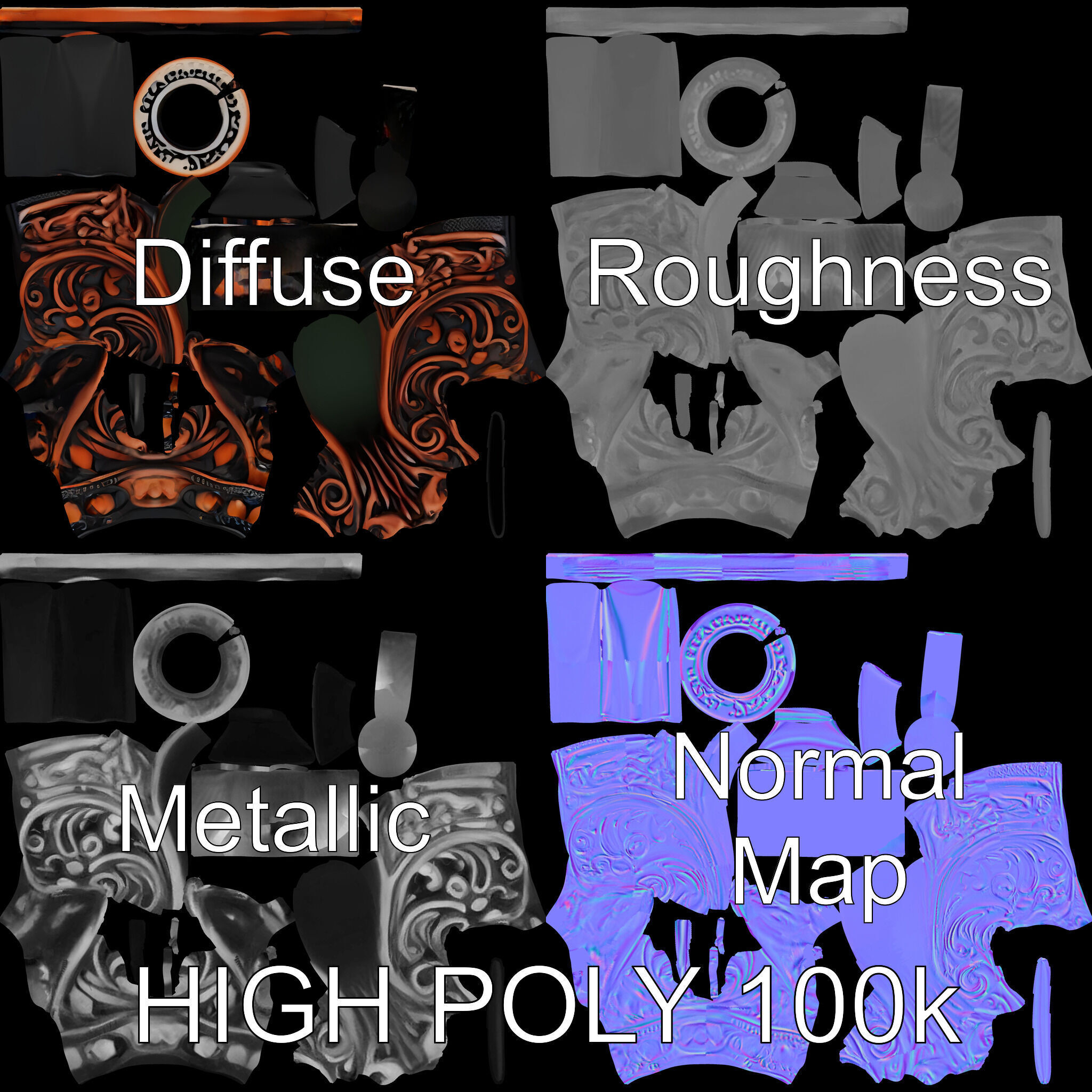 Ornate Tobacco Pipe Model Pack Low-poly 3D model_2