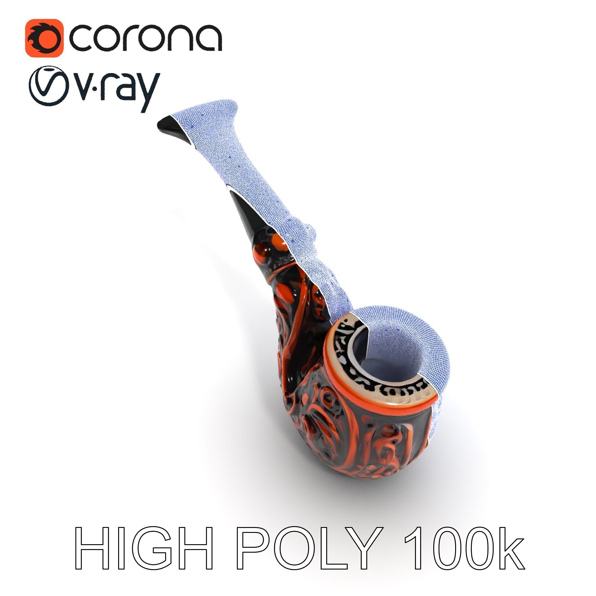 Ornate Tobacco Pipe Model Pack Low-poly 3D model_32
