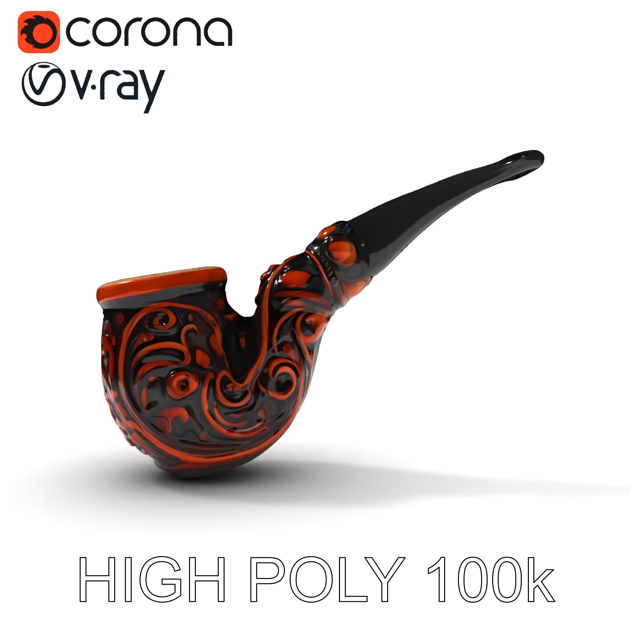 Ornate Tobacco Pipe Model Pack Low-poly 3D model_15