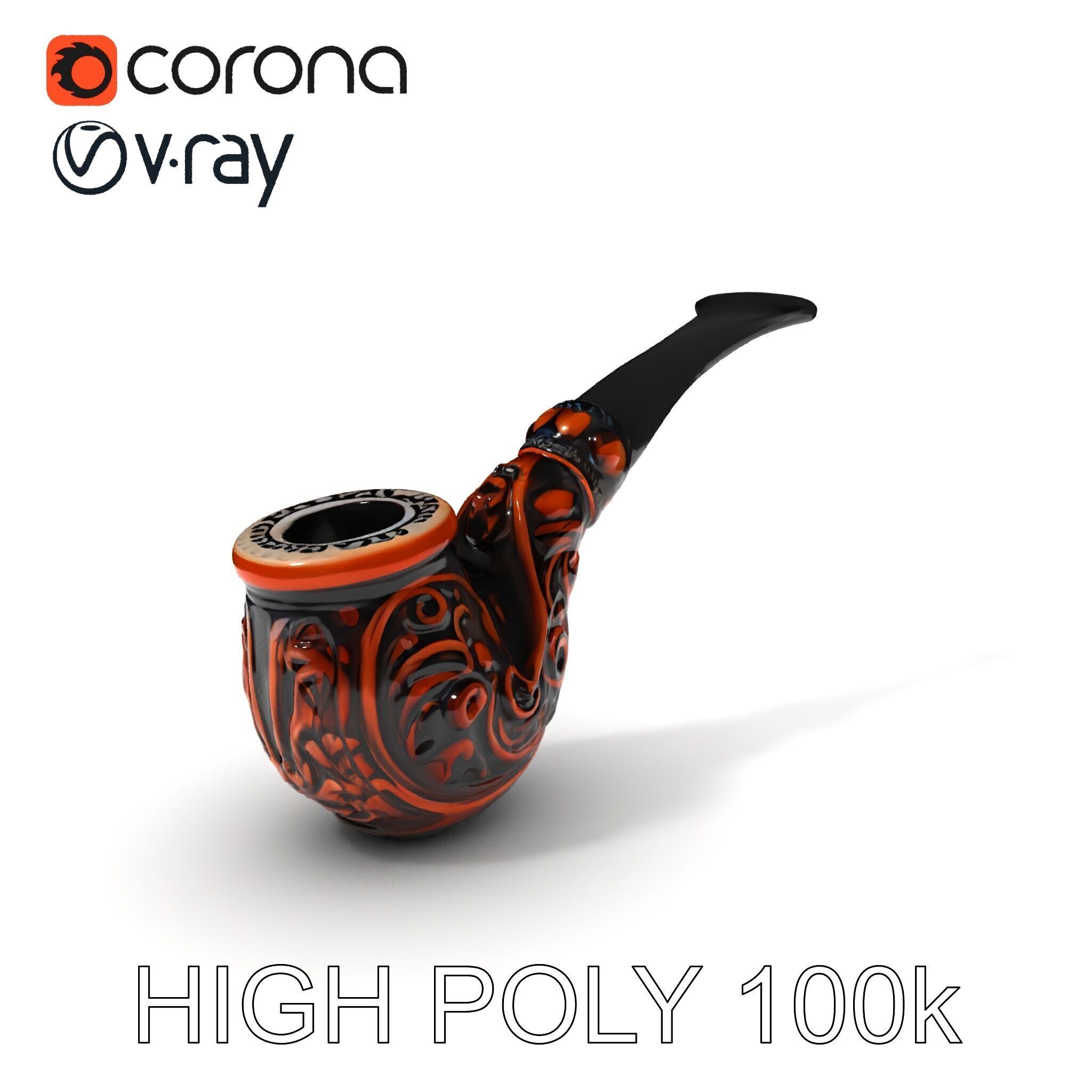 Ornate Tobacco Pipe Model Pack Low-poly 3D model_3