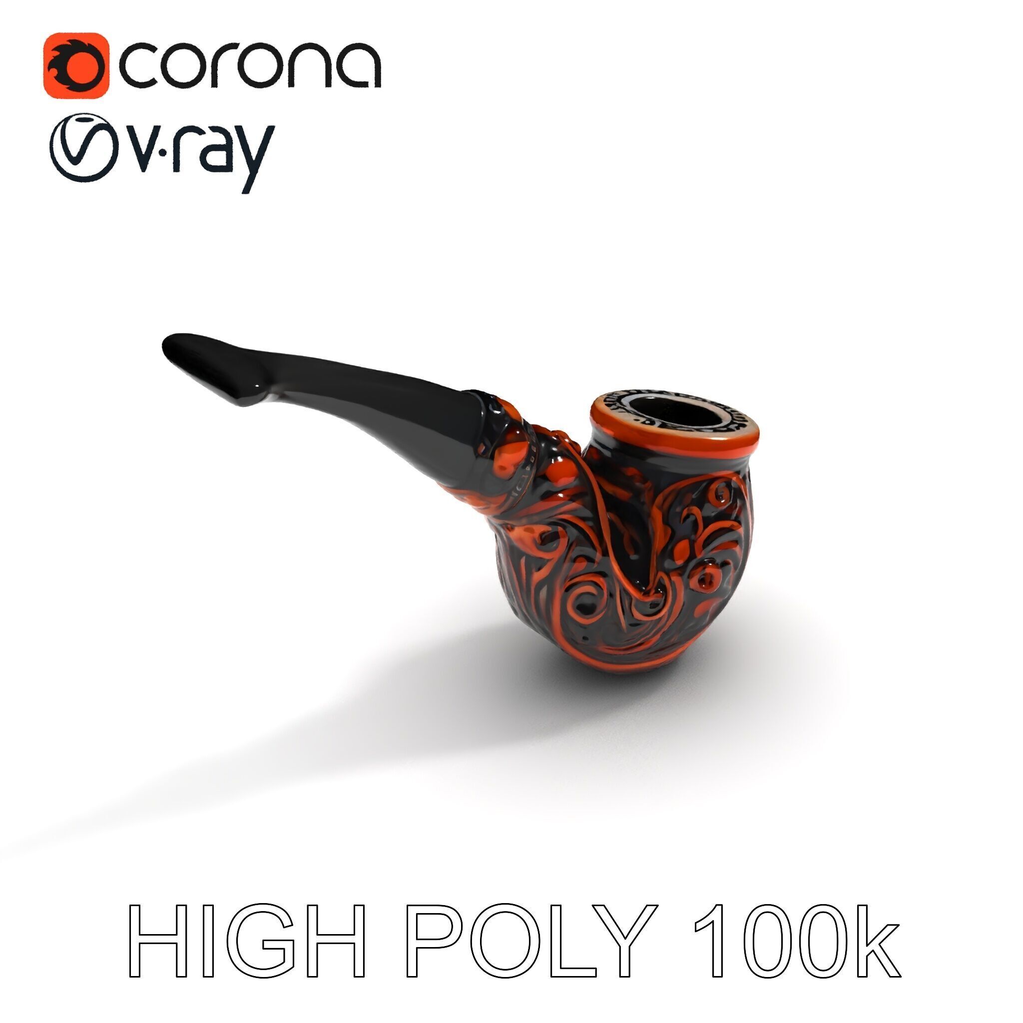 Ornate Tobacco Pipe Model Pack Low-poly 3D model_26