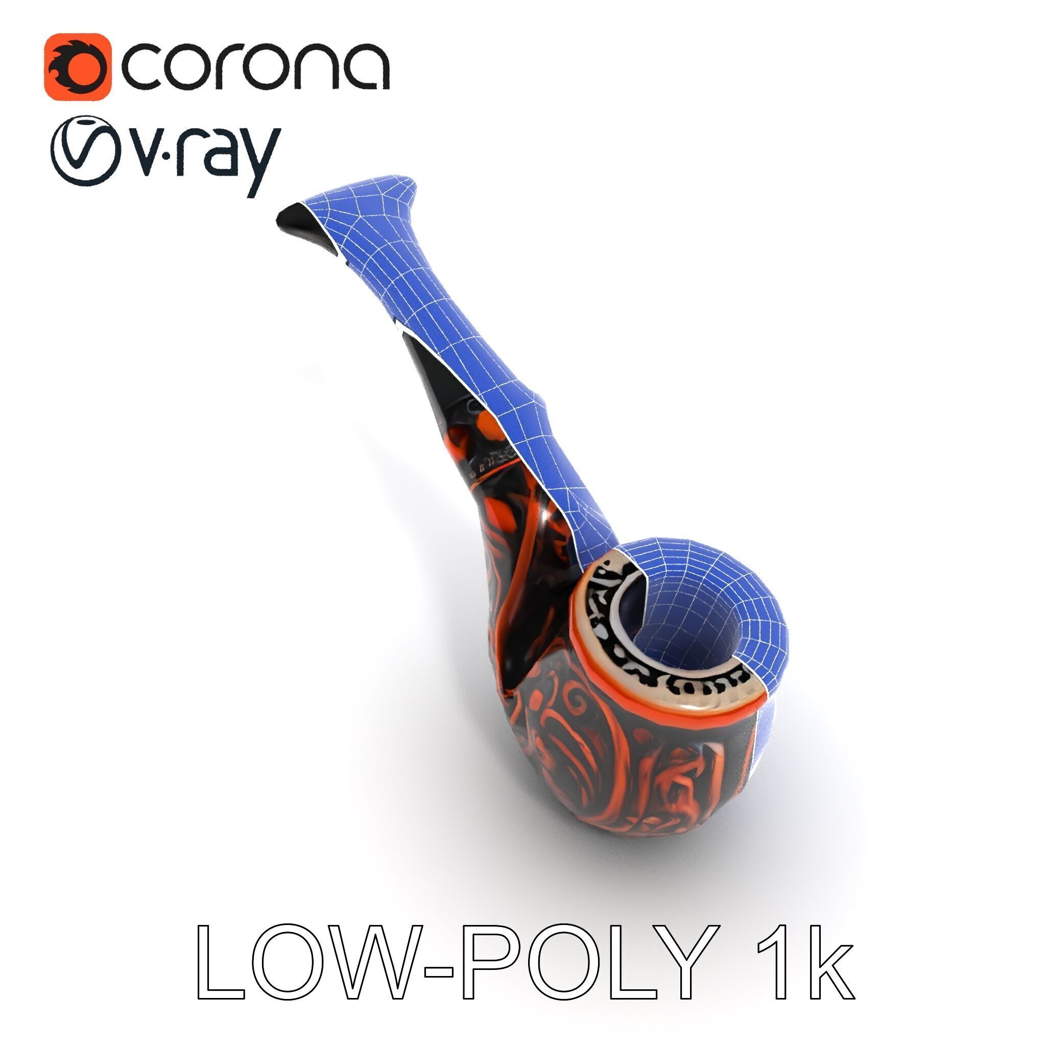 Ornate Tobacco Pipe Model Pack Low-poly 3D model_17