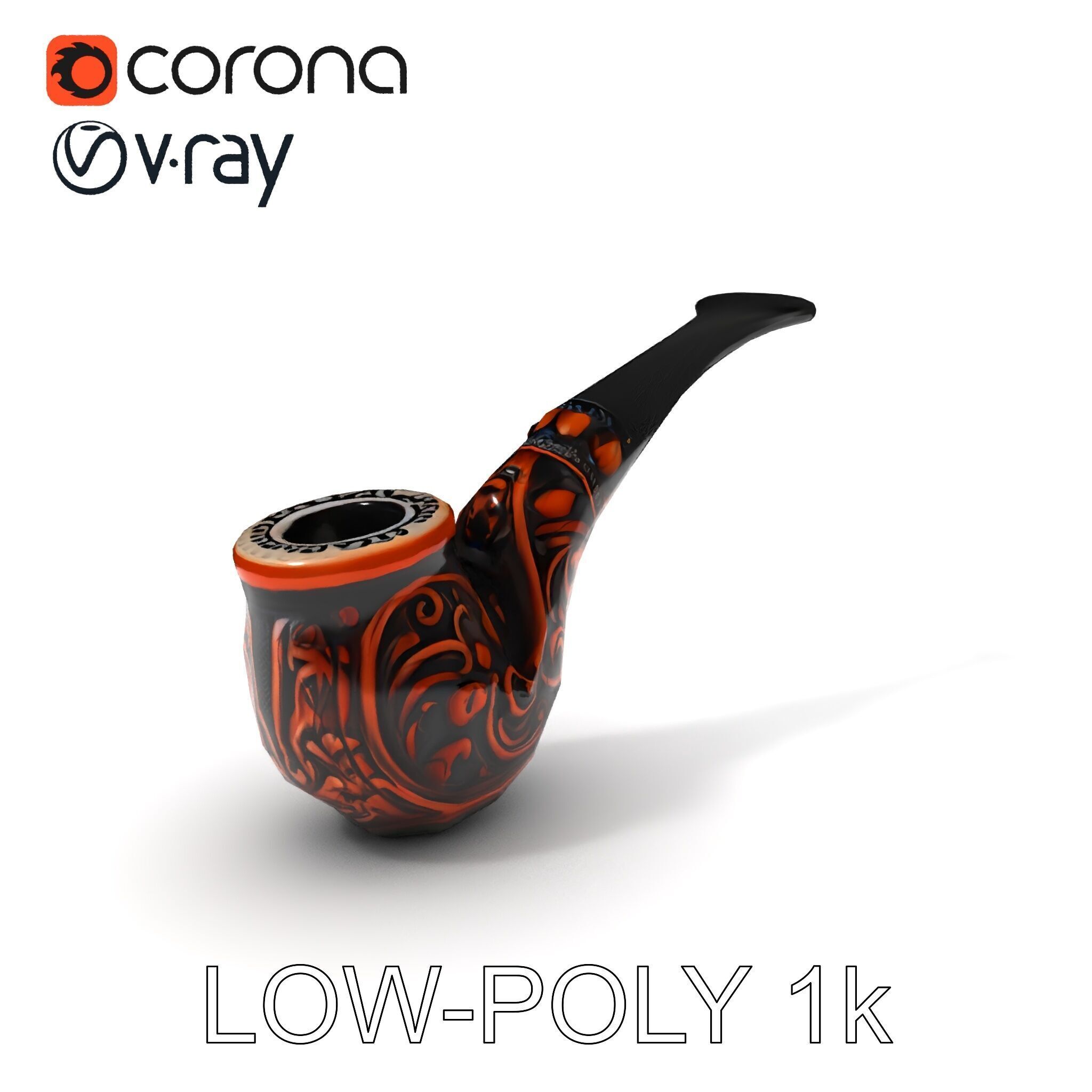 Ornate Tobacco Pipe Model Pack Low-poly 3D model_28