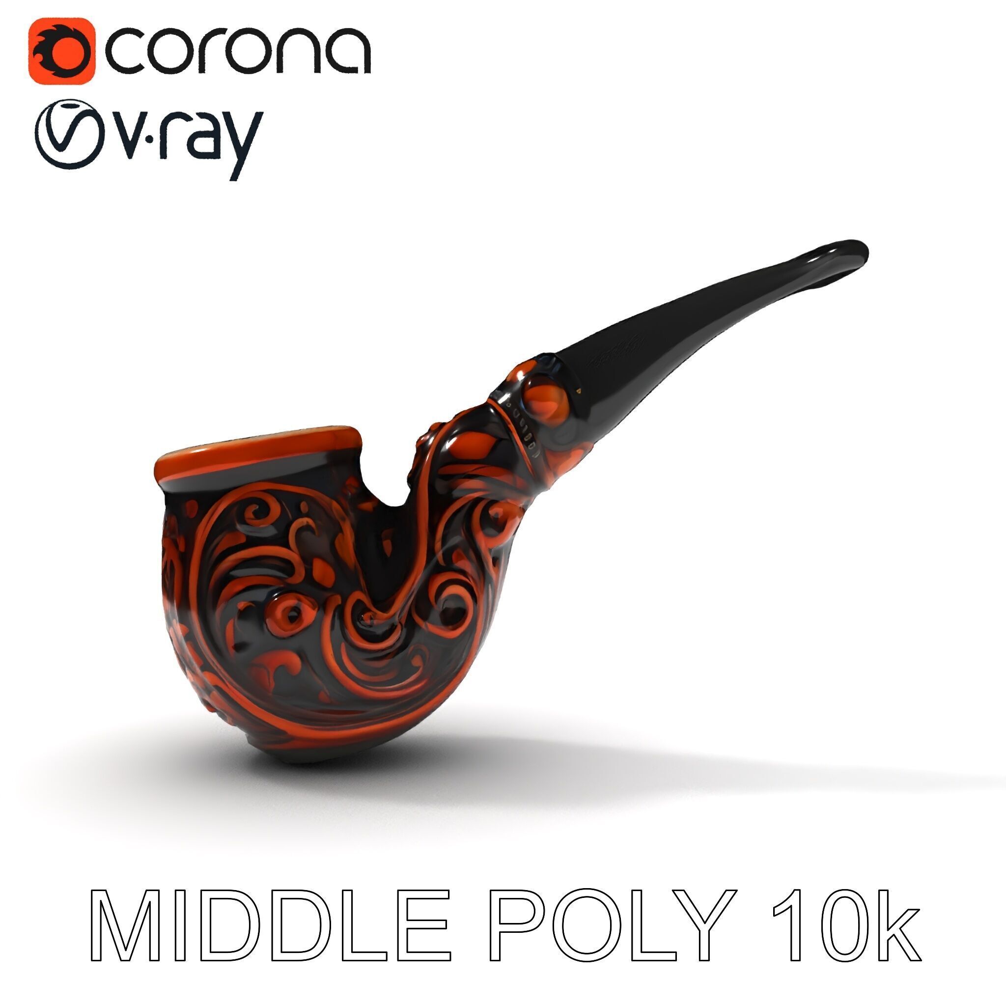 Ornate Tobacco Pipe Model Pack Low-poly 3D model_11