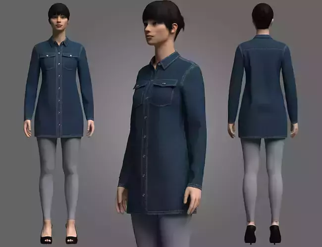 Female Denim Dress with Legging