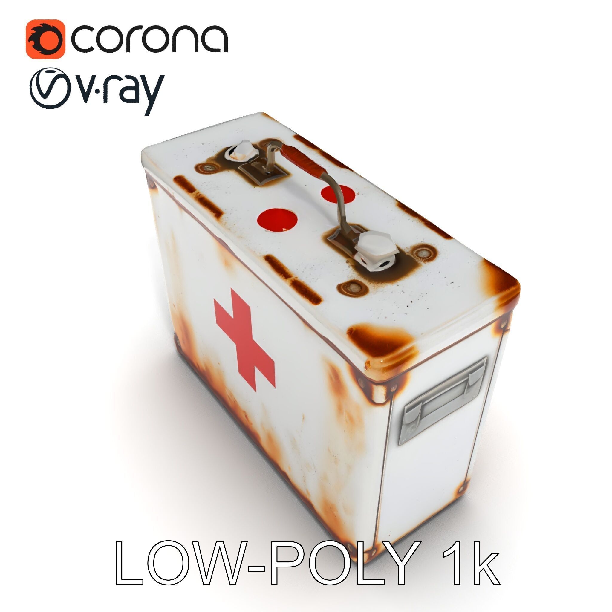 Rustic Medical First Aid Kit Model Pack Low-poly 3D model_10