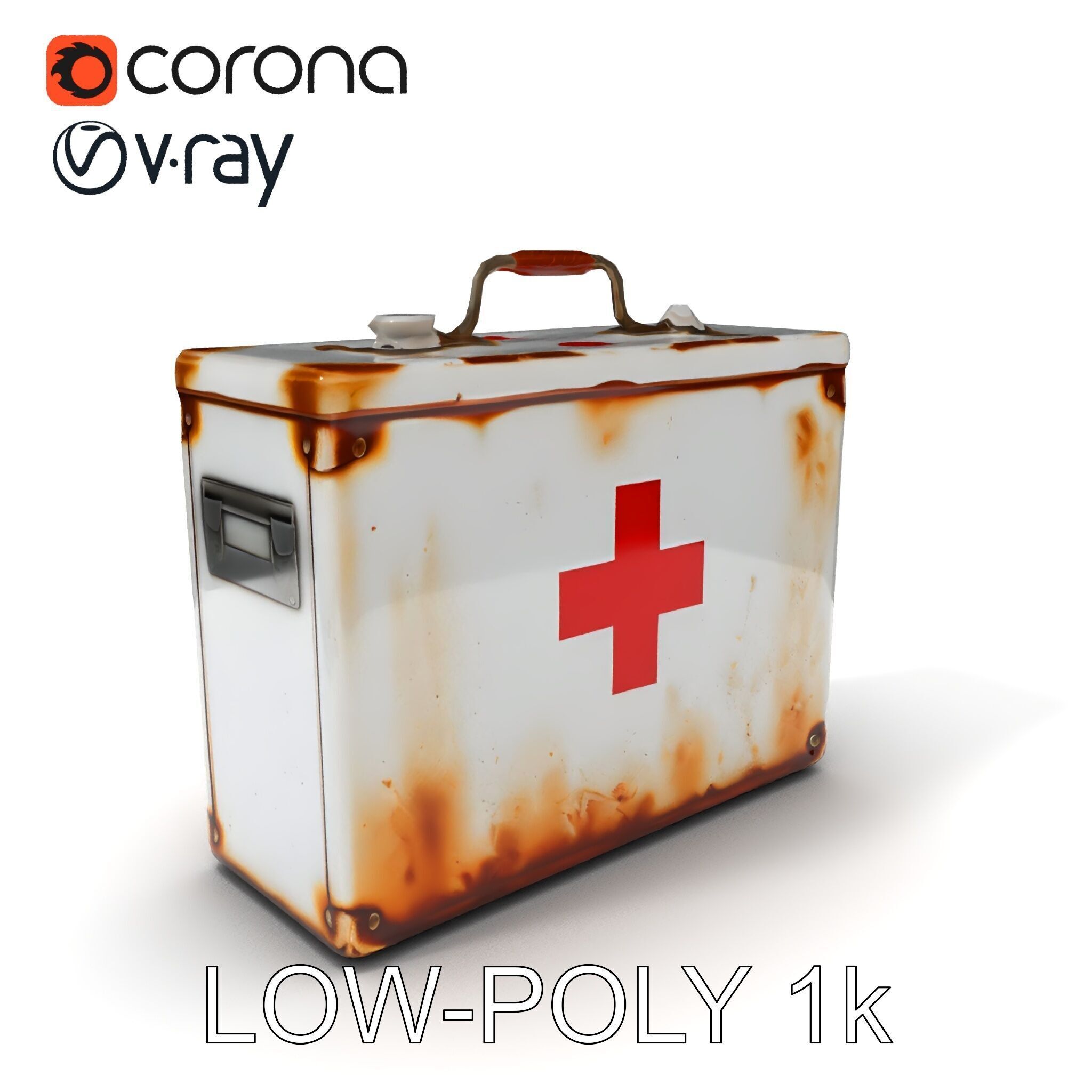 Rustic Medical First Aid Kit Model Pack Low-poly 3D model_7
