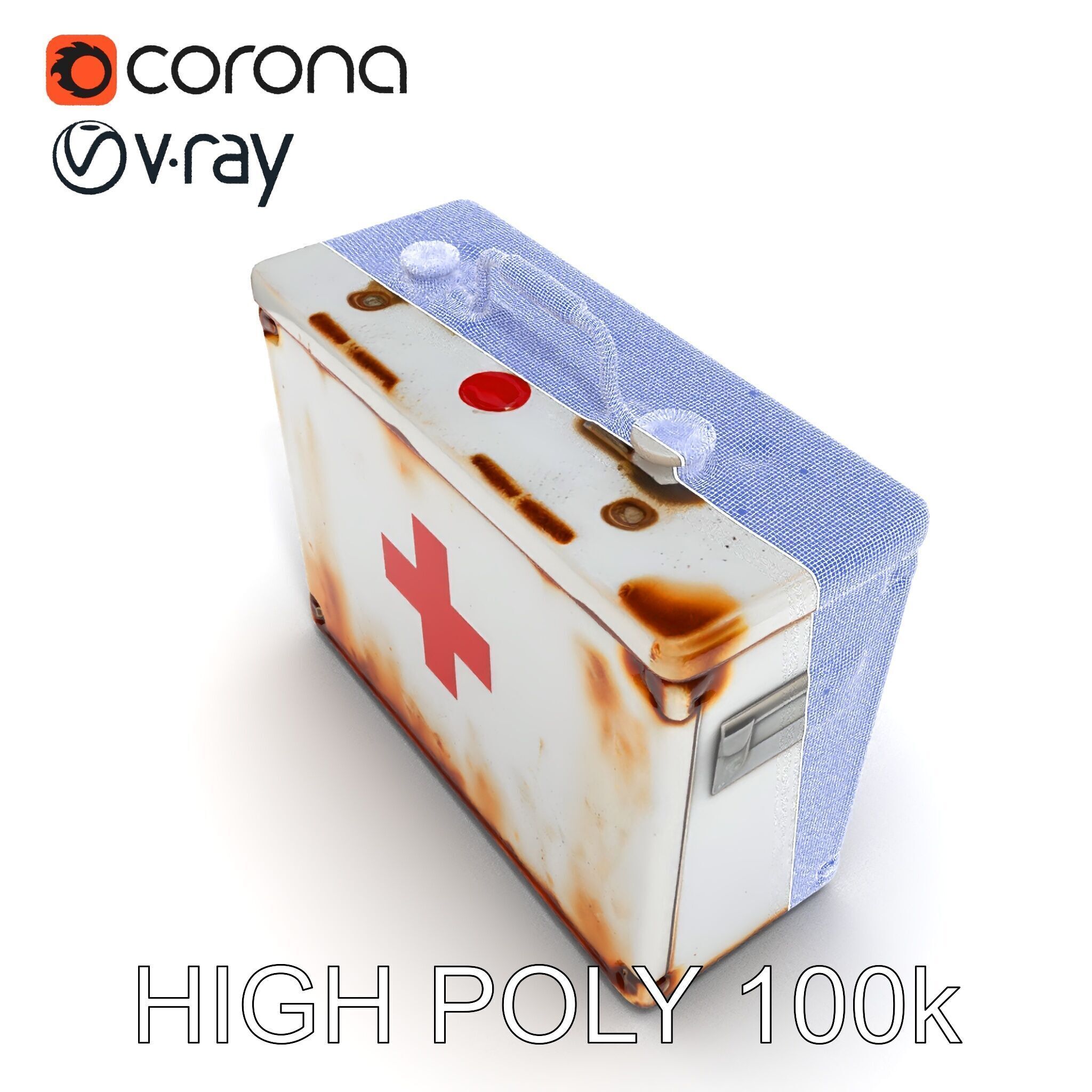 Rustic Medical First Aid Kit Model Pack Low-poly 3D model_35