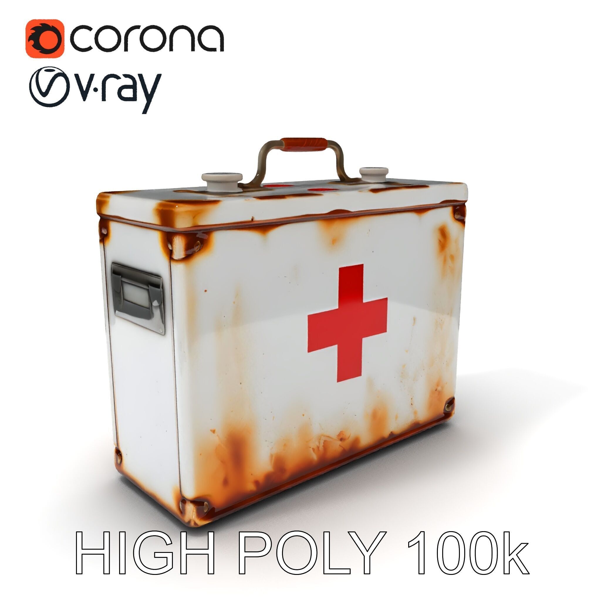 Rustic Medical First Aid Kit Model Pack Low-poly 3D model_3