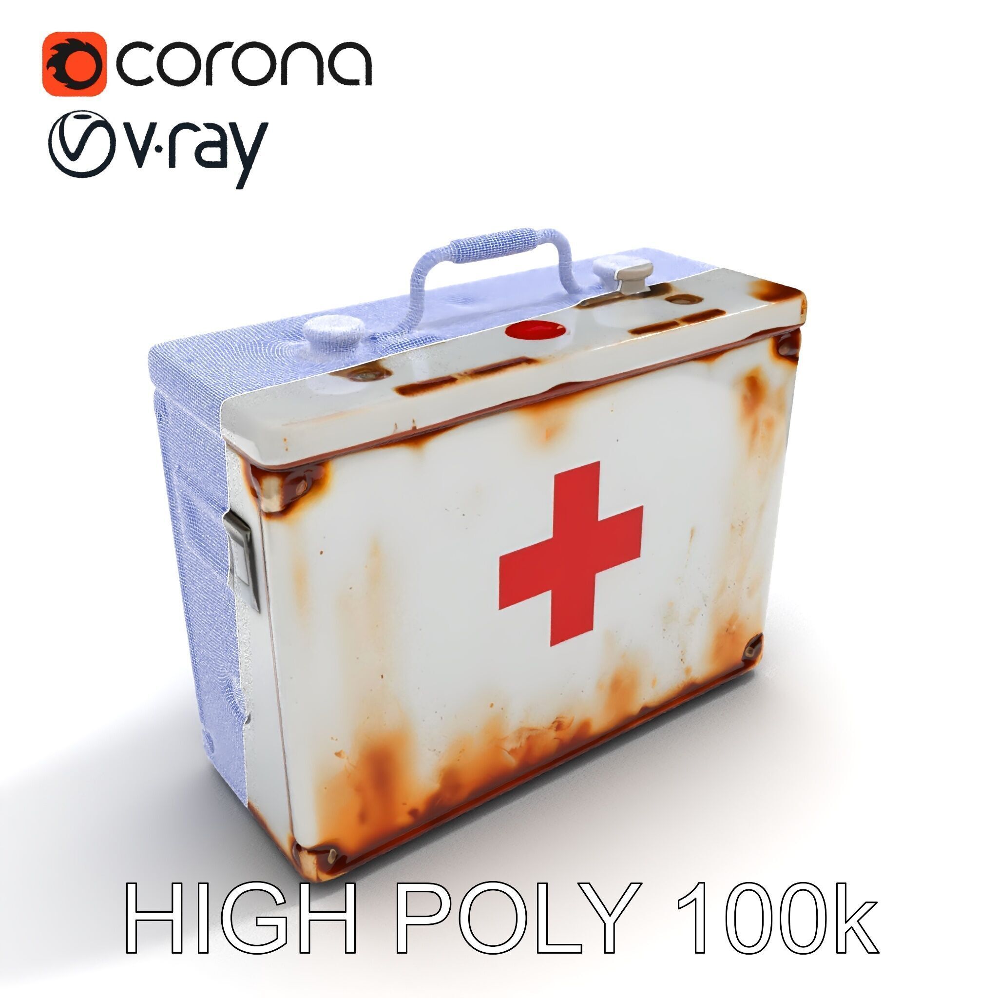 Rustic Medical First Aid Kit Model Pack Low-poly 3D model_13