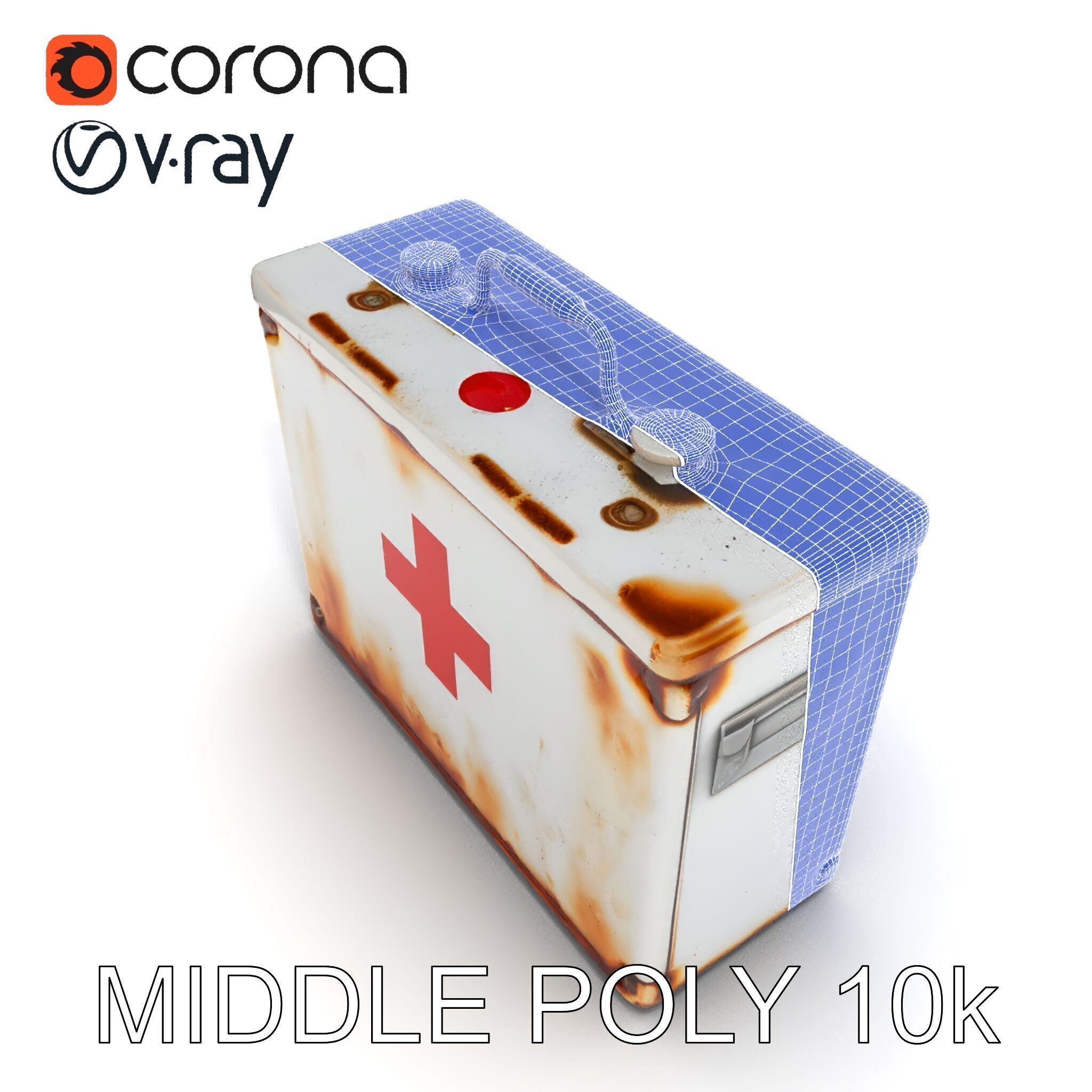 Rustic Medical First Aid Kit Model Pack Low-poly 3D model_14