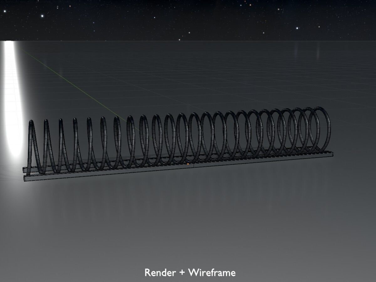 Spiral-shaped bicycle stand made of aluminum Low-poly 3D model_9