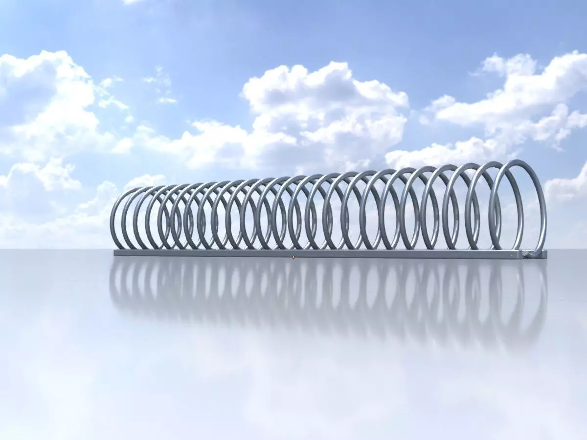 Spiral-shaped bicycle stand made of aluminum Low-poly 3D model_0
