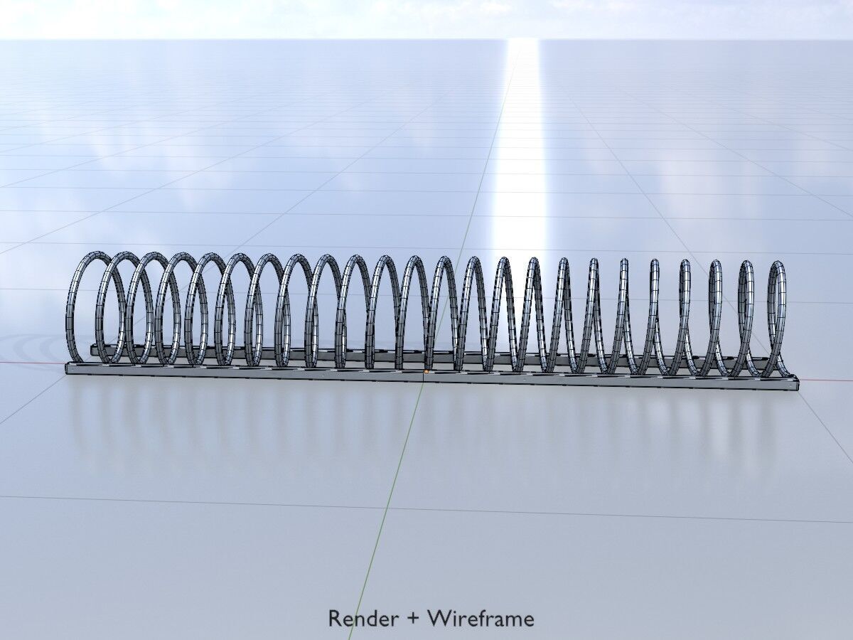 Spiral-shaped bicycle stand made of aluminum Low-poly 3D model_6